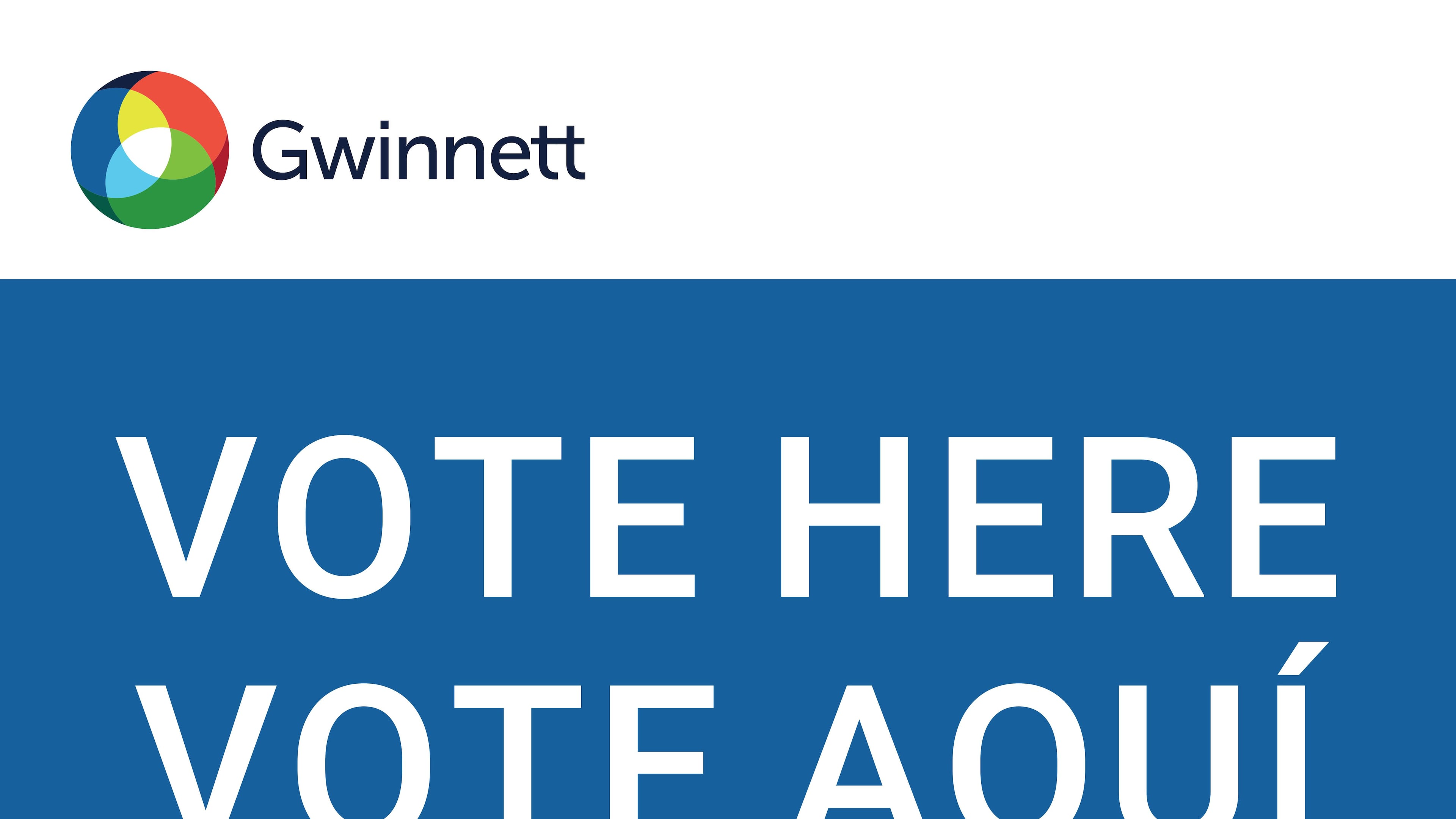 A polling place sign in English, Spanish, Mandarin, Korean and Vietnamese. Courtesy Gwinnett County