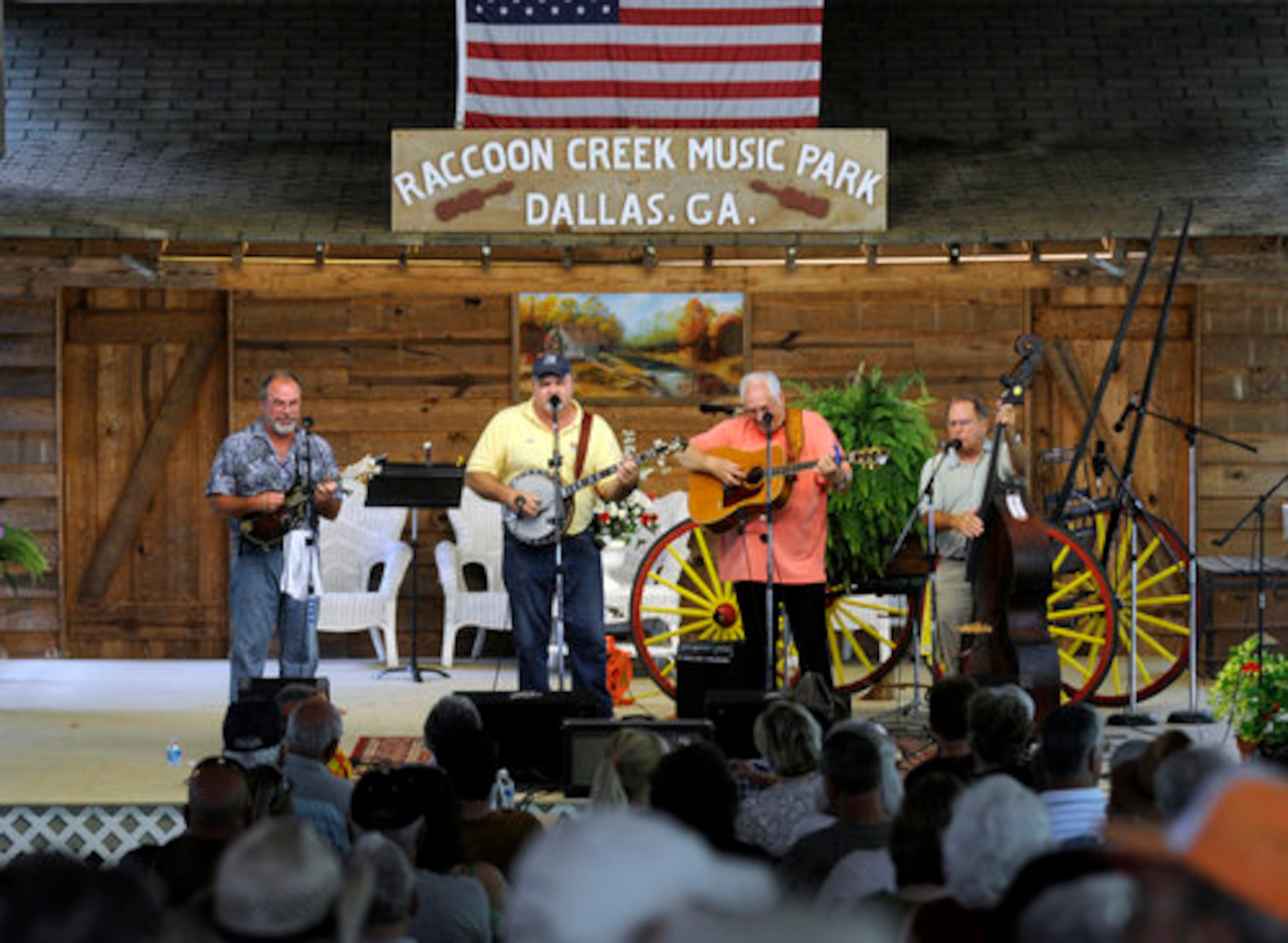 (From left) Steve Sosebee, Mark Bramlett, Gerry Hall, and David Anderson play as Broadriver on stage.