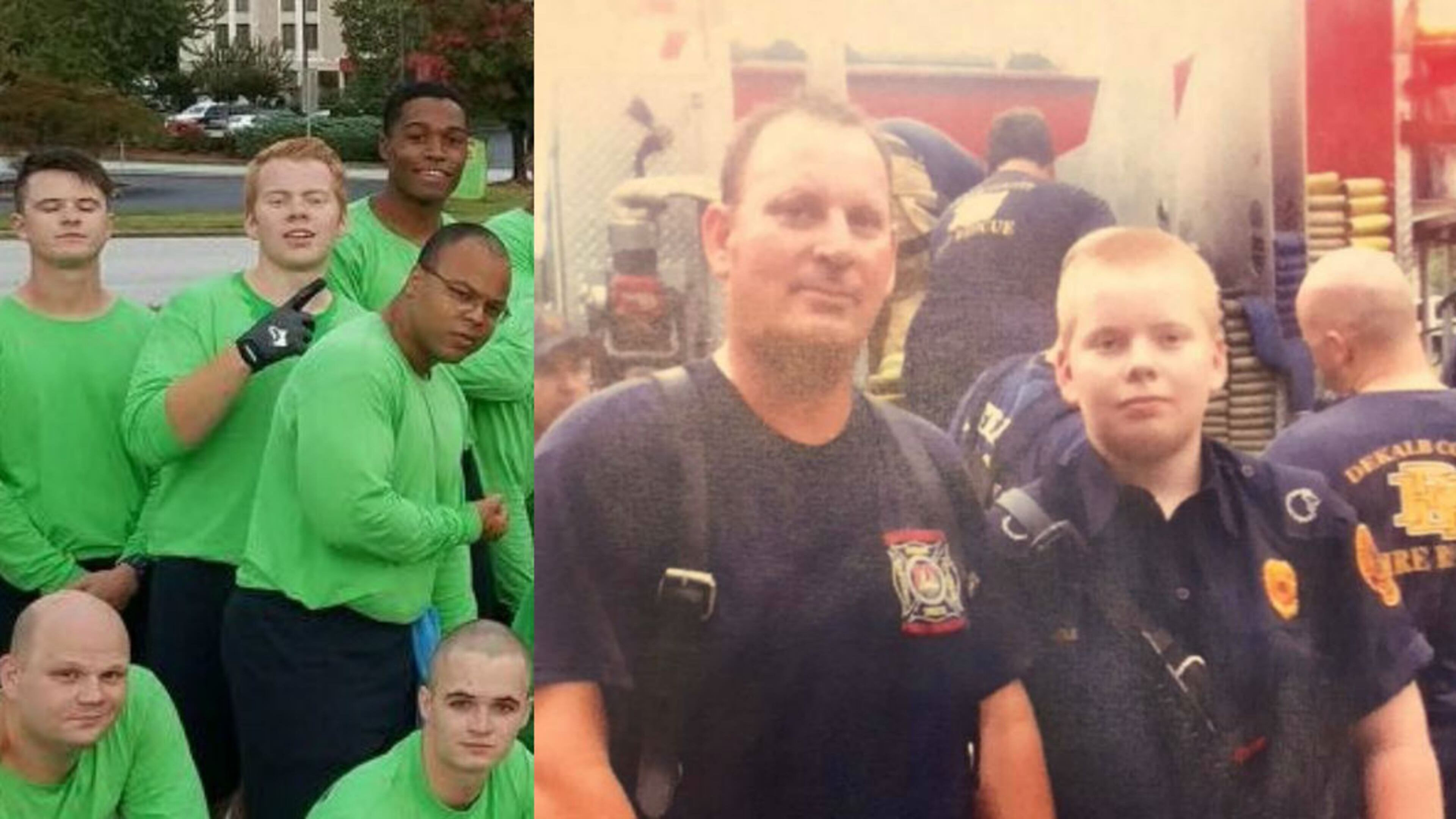 Jackson Poole (center at left) was killed in a crash in Oconee County on Saturday. He was working toward becoming a DeKalb County firefighter like his father, Capt. Fred Poole.