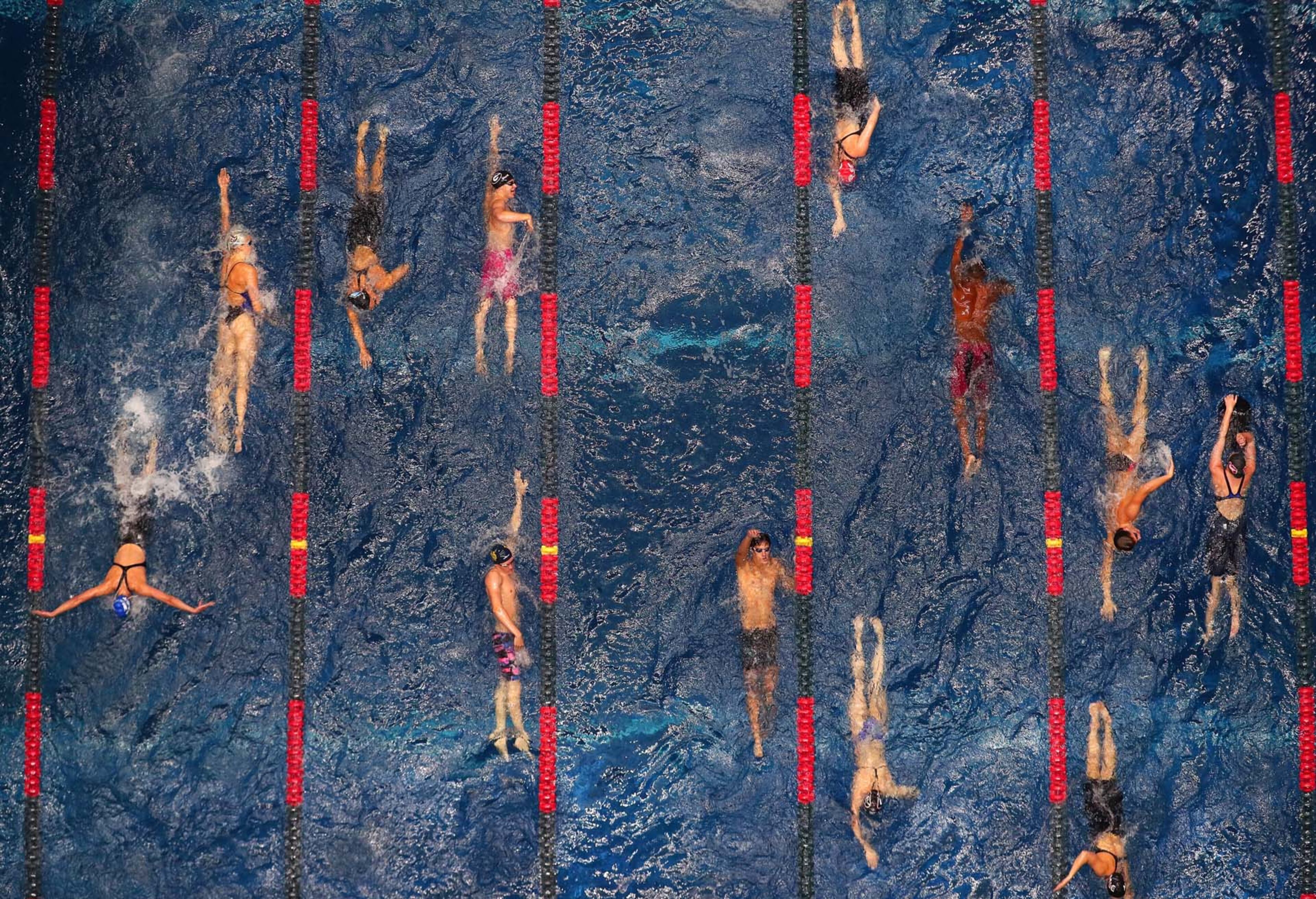 INDIANAPOLIS, IN - JUNE 28: Swimmers warm up during the 2017 Phillips 66 National Championships & World Championship Trials at Indiana University Natatorium on June 28, 2017 in Indianapolis, Indiana. (Photo by Tom Pennington/Getty Images) *** BESTPIX ***