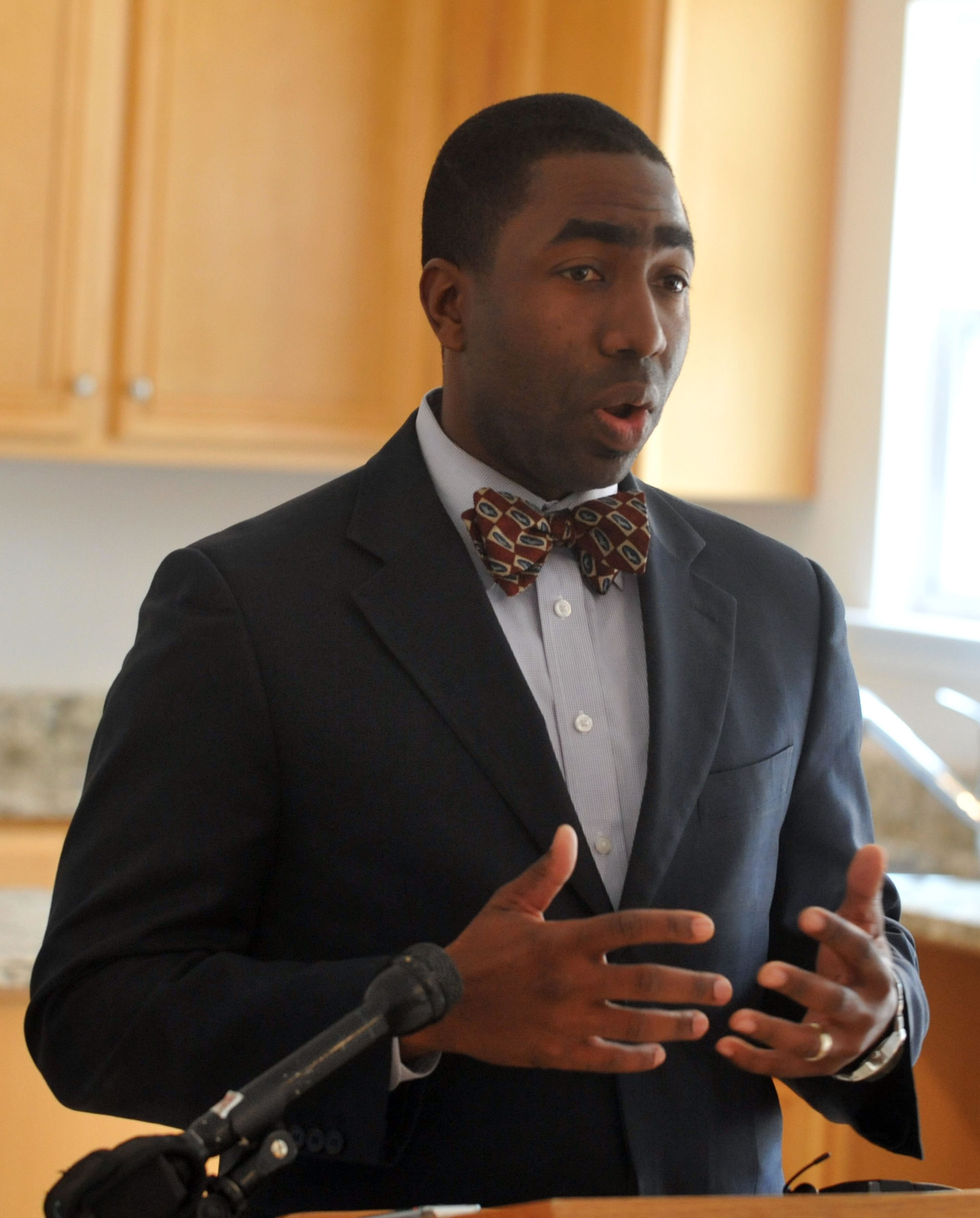 March 20, 2013: DeKalb County commission presiding officer Lee May speaks. DeKalb County resident Sharon Cabey got the keys for her new home in a ceremony that day. Cabey is the first homebuyer to purchase a new property built by APD Solutions in the Piedmont Pointe subdivision in Lithonia. DeKalb's $18 million in Neighborhood Stabilization program federal funds aimed at filling abandoned properties left by the housing burst is being spent with a local company that is matching qualified homeowners with distressed properties.