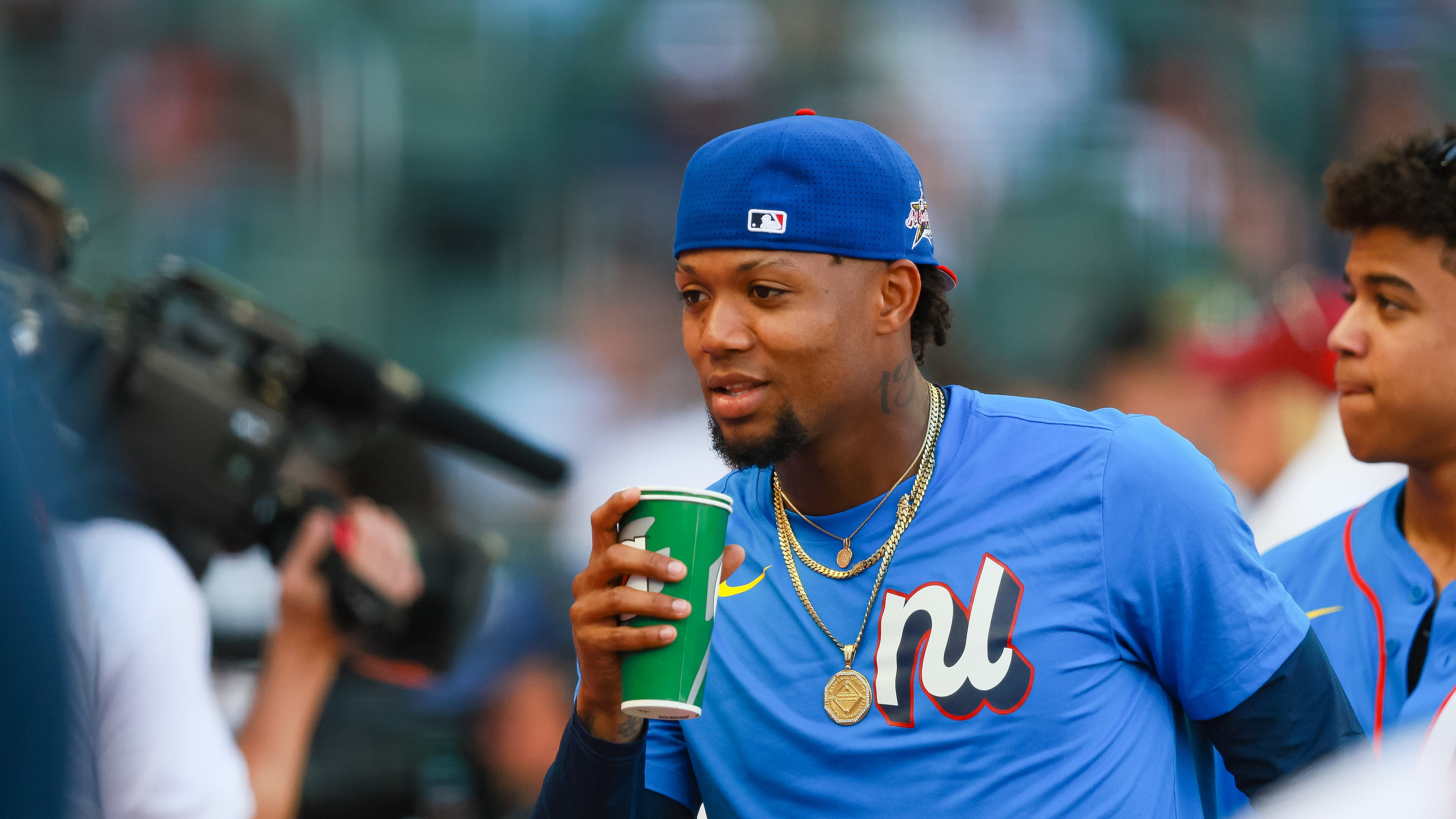 Braves right fielder Ronald Acuña Jr., shown here during last year’s Home Run Derby, is one of two MLB players announced to the Venezuelan roster for the World Baseball Classic. (Jason Getz/AJC 2025)