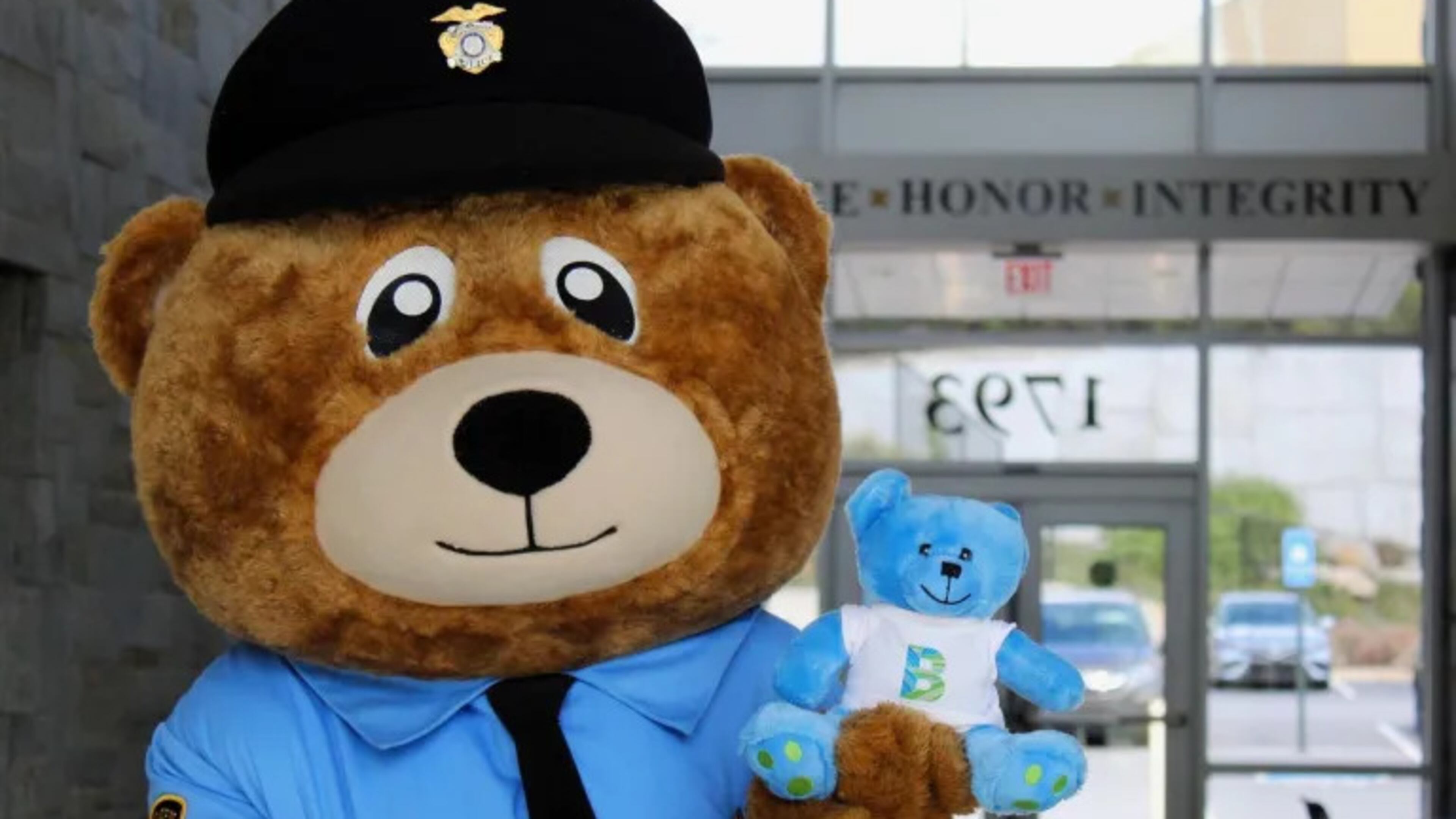 Brook the Bear was modeled after the Brookhaven Police Department’s Barry the Bear, a friendly bear dressed as a police officer. (Courtesy of Explore Brookhaven)