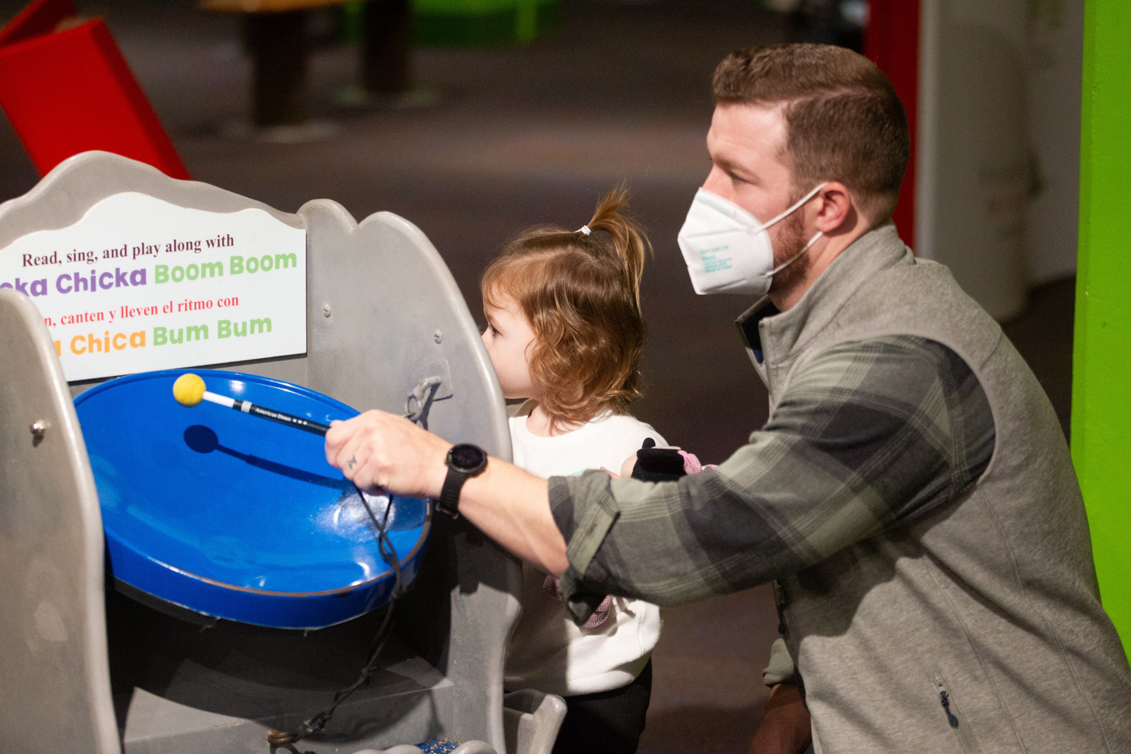 William Colvin and his daughter Charlie, 2, play at the "Chicka Chicka Boom Boom" segment at the Children's Museum of Atlanta on Saturday, February 5, 2022. "Storyland: A Trip Through Childhood Favorites" continues through May 30. (Photo: Steve Schaefer for The Atlanta Journal-Constitution)