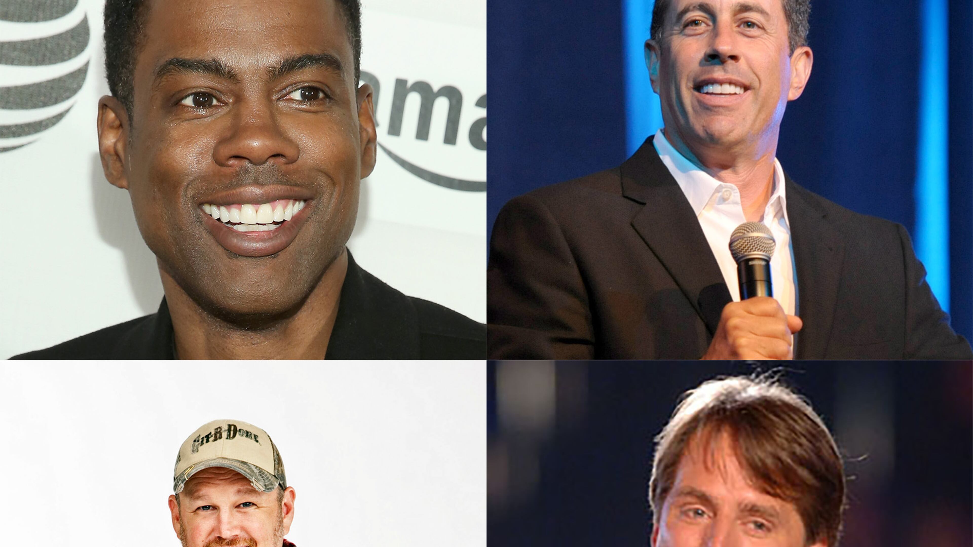 Chris Rock, Jerry Seinfeld and the combo of Larry the Cable Guy and Jeff Foxworthy are three major comedy shows coming to the Fox Theatre in 2017. CREDIT: (TL, TR Getty Images, BL publicity photo BR GSN)
