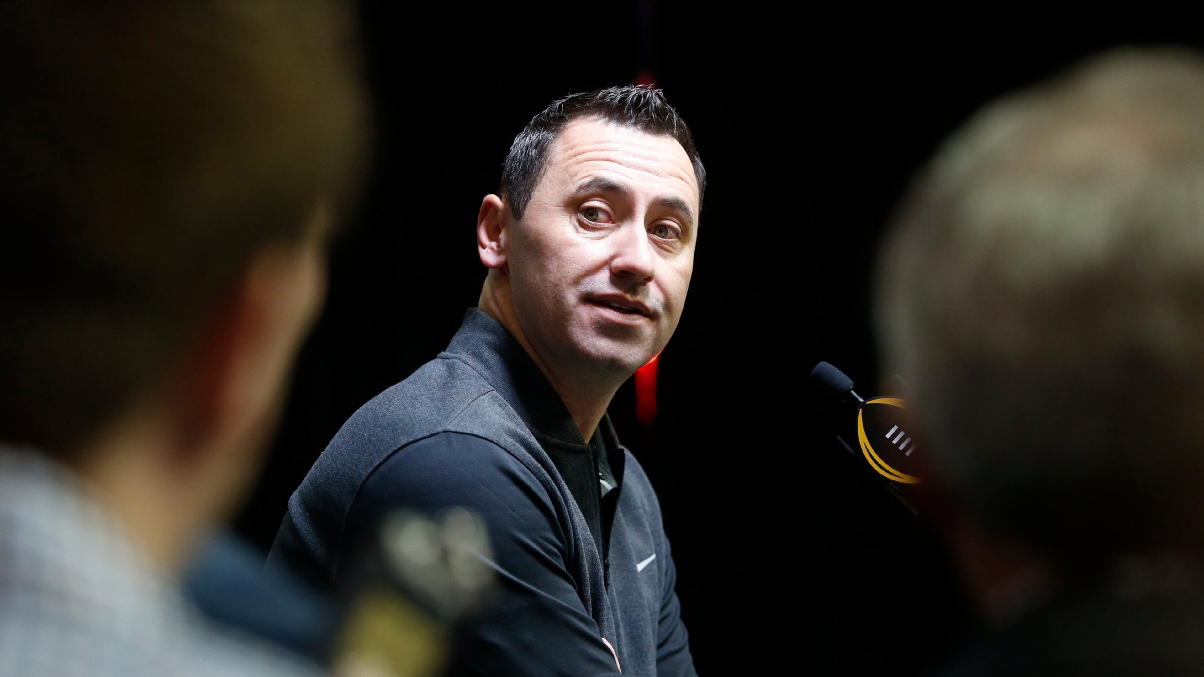 TAMPA, FL - JANUARY 7: Offensive coordinator Steve Sarkisian of the Alabama Crimson Tide speaks to the media during the College Football Playoff National Championship Media Day on January 7, 2017 at Amalie Arena in Tampa, Florida. (Photo by Brian Blanco/Getty Images)