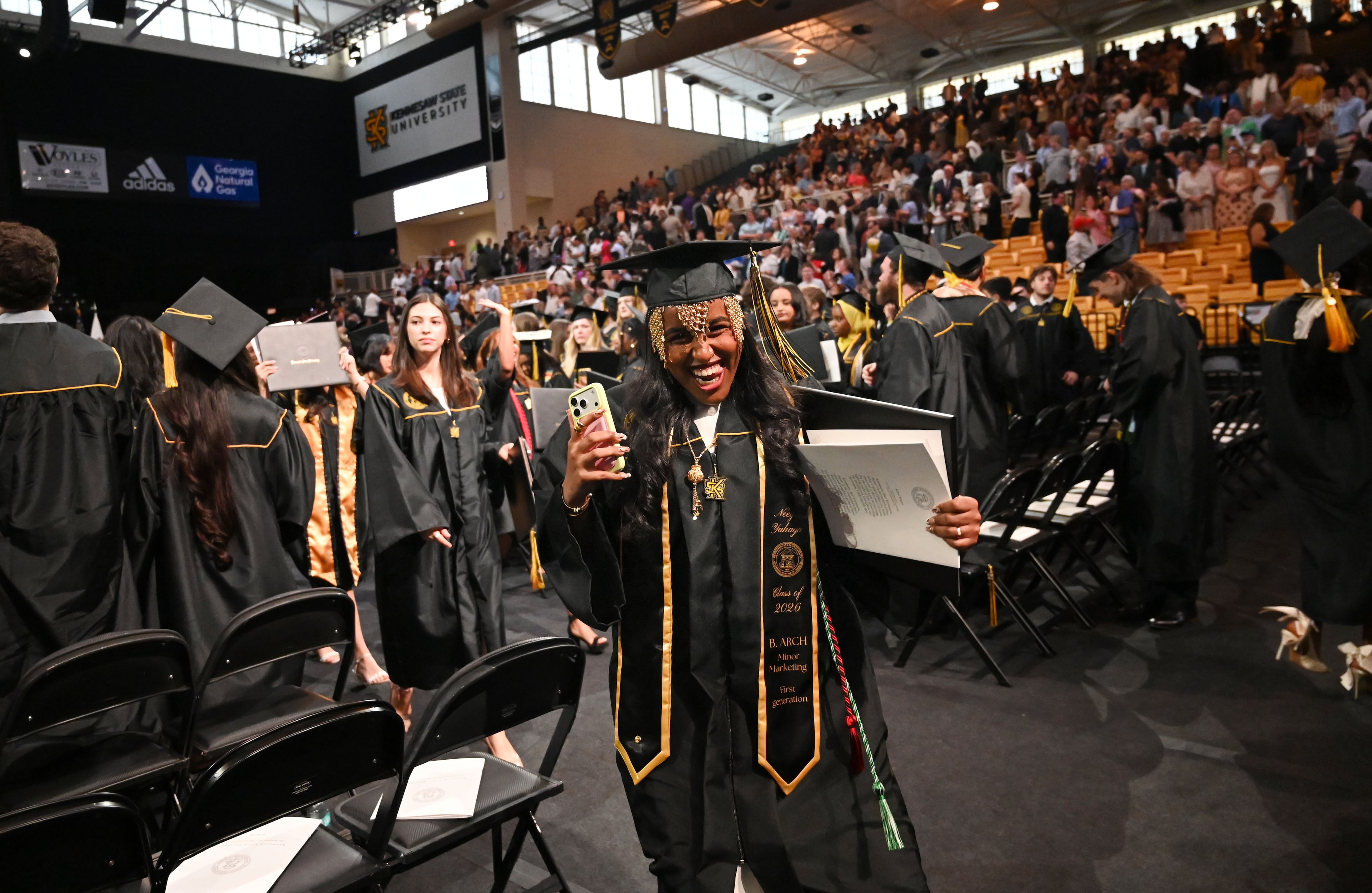 The only thing better than graduating is getting to leave the ceremony and go celebrate. Congratulations to the Kennesaw State University Class of 2026. (Hyosub Shin/AJC)
