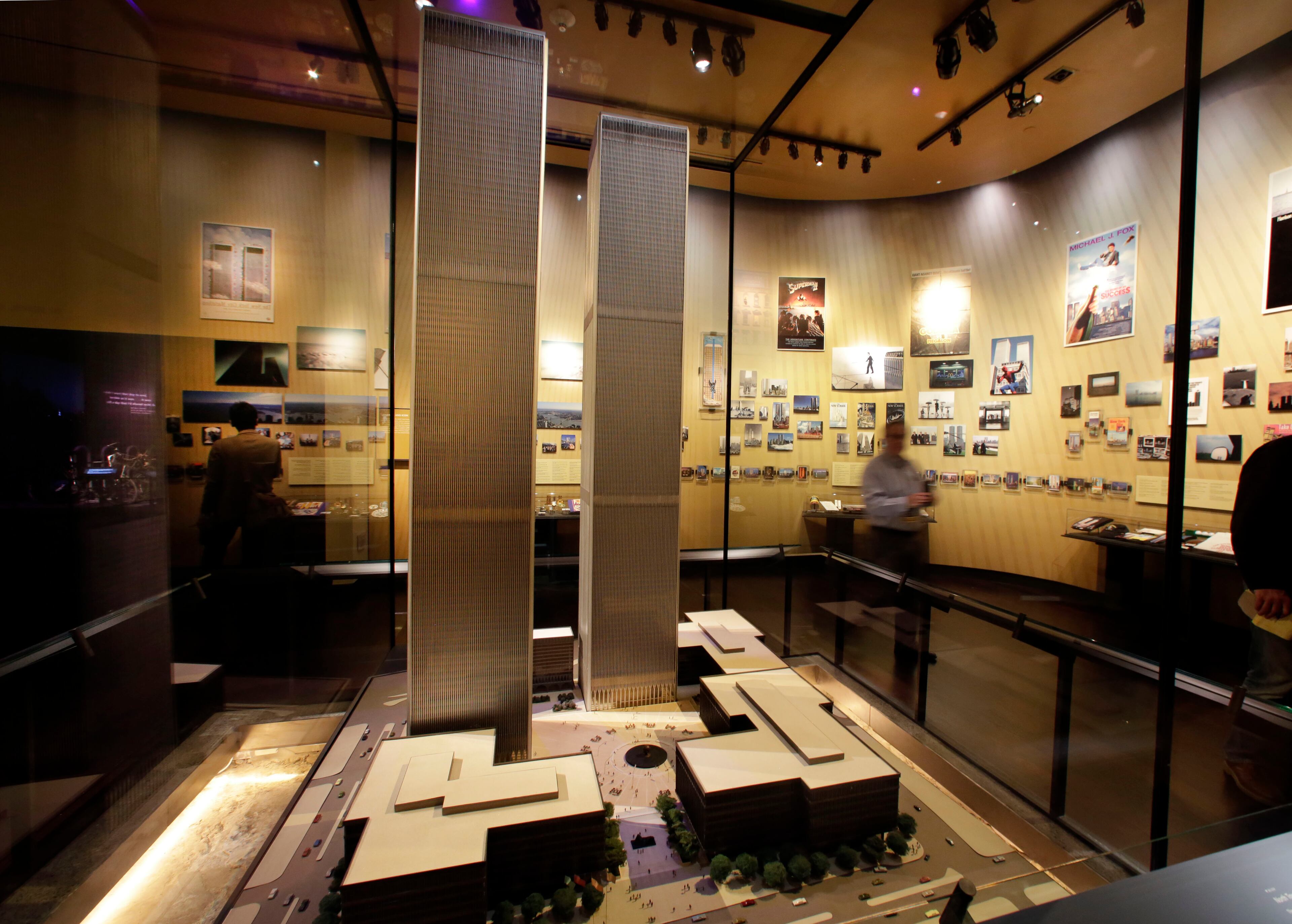 The only existing model of the World Trade Center is displayed at the National Sept. 11 Memorial Museum, Wednesday, May 14, 2014, in New York. The museum is a monument to how the Sept. 11 terror attacks shaped history, from its heart-wrenching artifacts to the underground space that houses them amid the remnants of the fallen twin towers' foundations. It also reflects the complexity of crafting a public understanding of the terrorist attacks and reconceiving ground zero. (AP Photo)