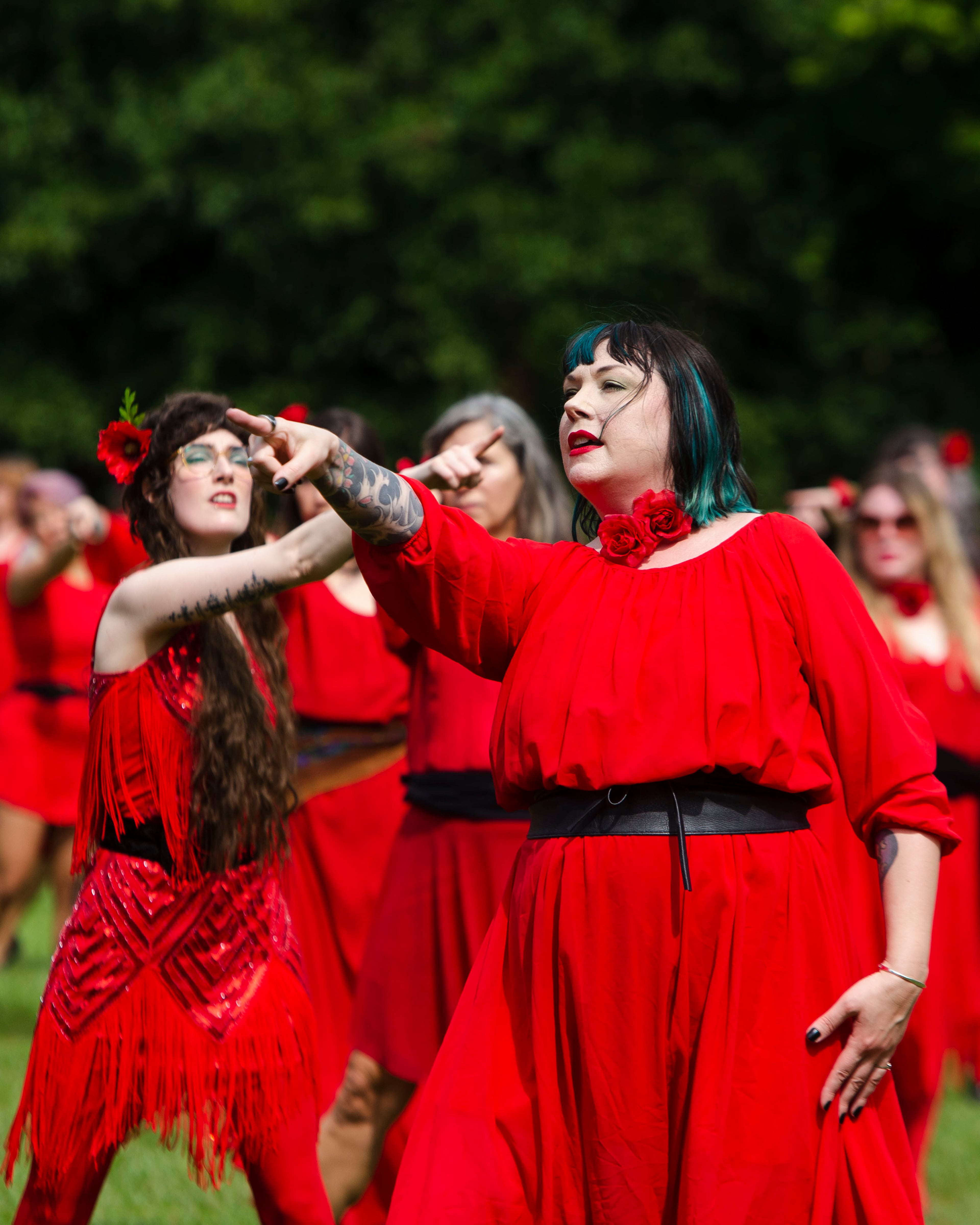 Amanda Owens dances during a group dance to celebrate the seventh annual international "Most Wuthering Heights Day Ever," on Saturday, July 30, 2022, in Candler Park in Atlanta. The event celebrates Kate Bush's 1978 song "Wuthering Heights" with events in more than 40 cities around the world. CHRISTINA MATACOTTA FOR THE ATLANTA JOURNAL-CONSTITUTION