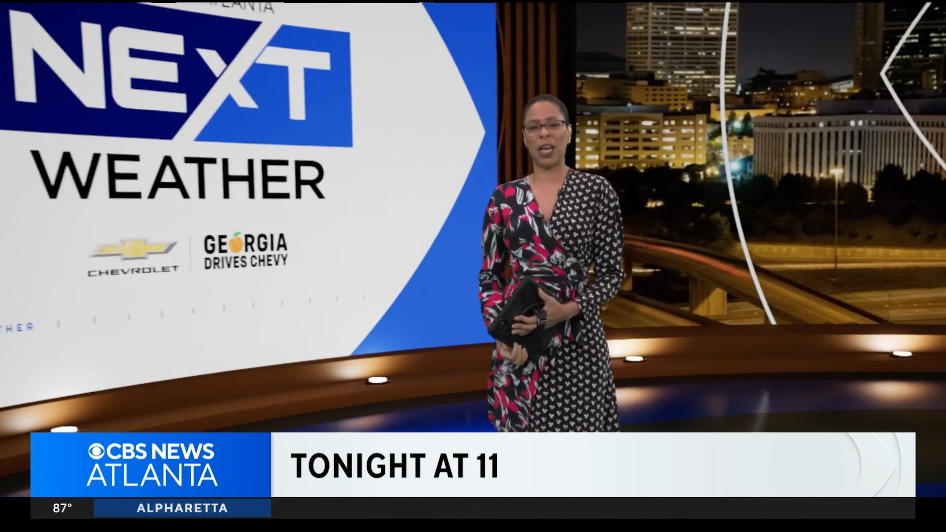 Orelon Sidney has been handling weather duties on CBS Atlanta in Dagmar Midcap's absence during evening newscasts. WUPA-TV SCREENSHOT