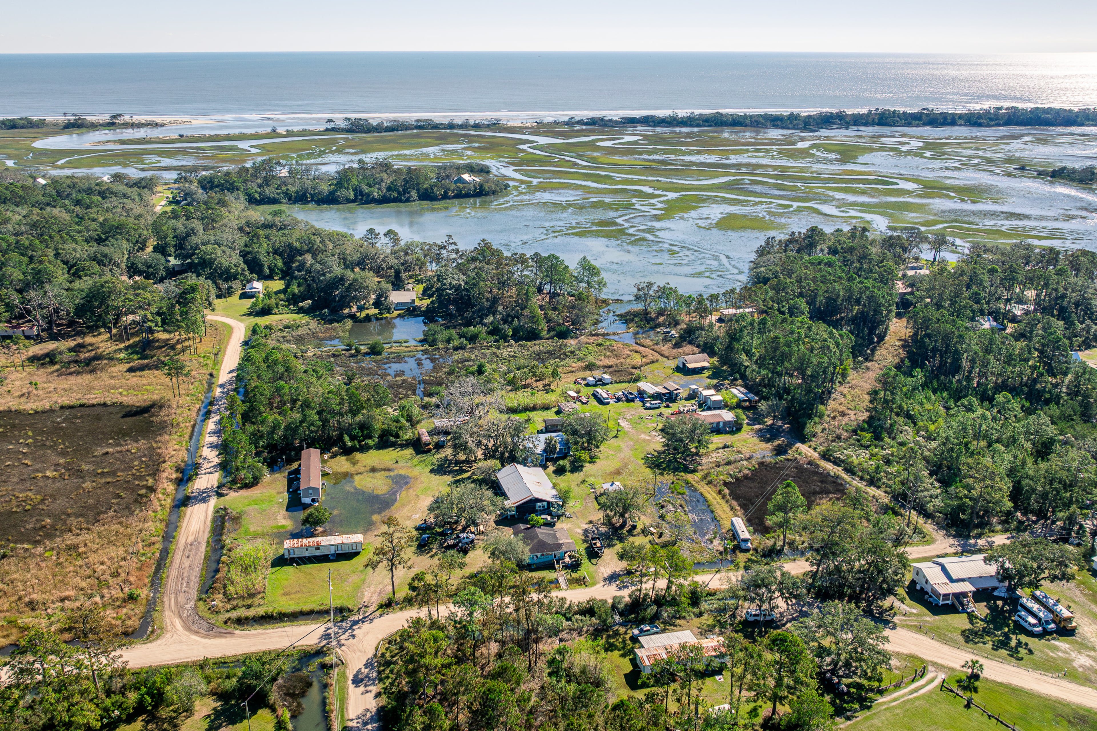 High tide flooding in the Hog Hummock Community on Sapelo Island, GA, November 16, 2024. (Justin Taylor for the AJC)