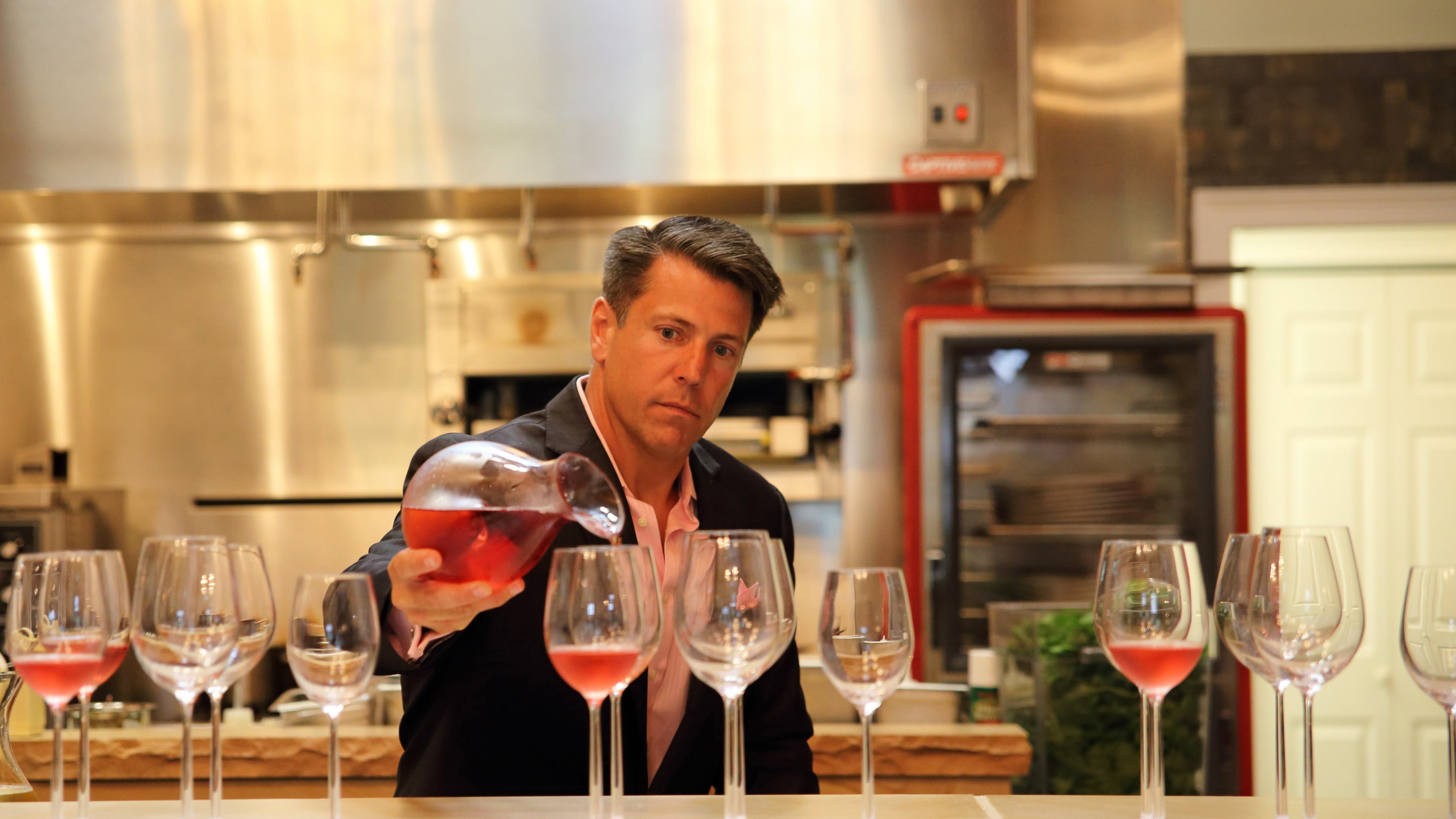 JW Ray, CEO and winemaker at JOLO Vineyards in Pilot Mountain, North Carolina, oversees a rosé tasting.
(Courtesy of Surry County Tourism)