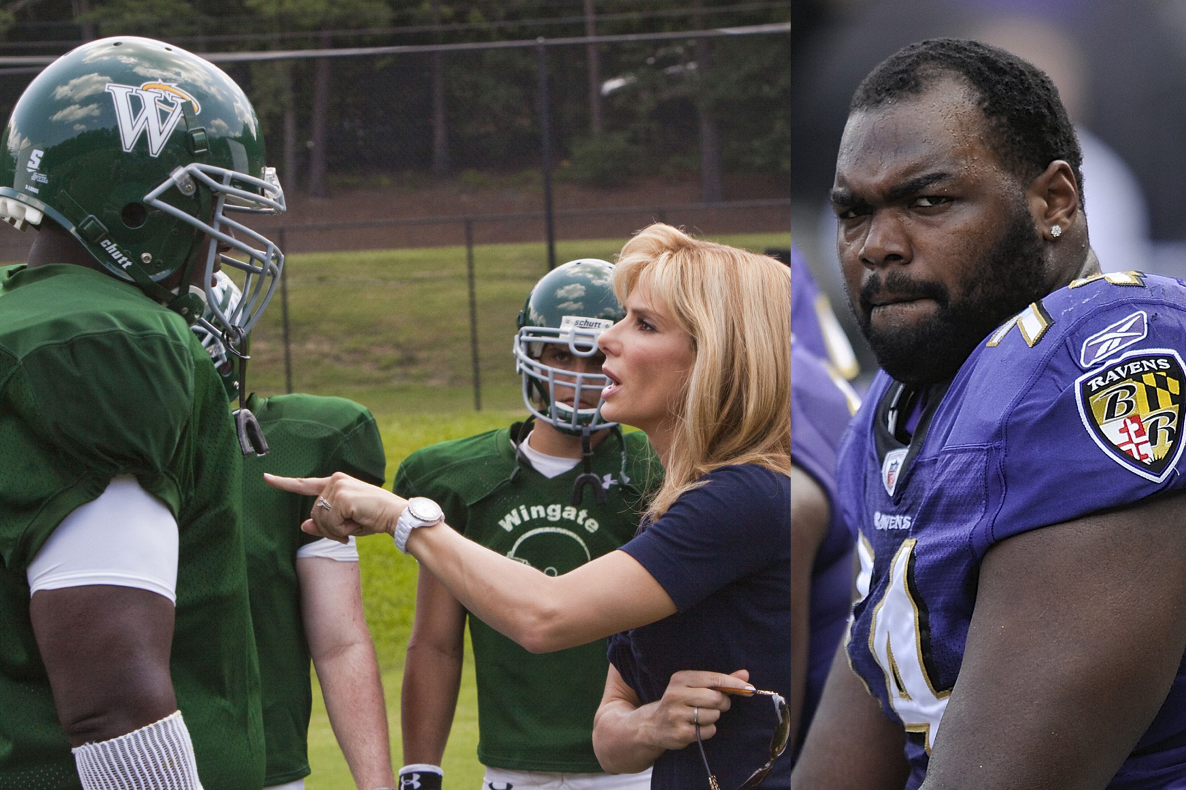 "The Blind Side" movie in 2009 starring Quinton Aaron and Sandra Bullock was based the real life story of Michael Oher and Leigh Ann Tuohy. WARNER BROS./AP