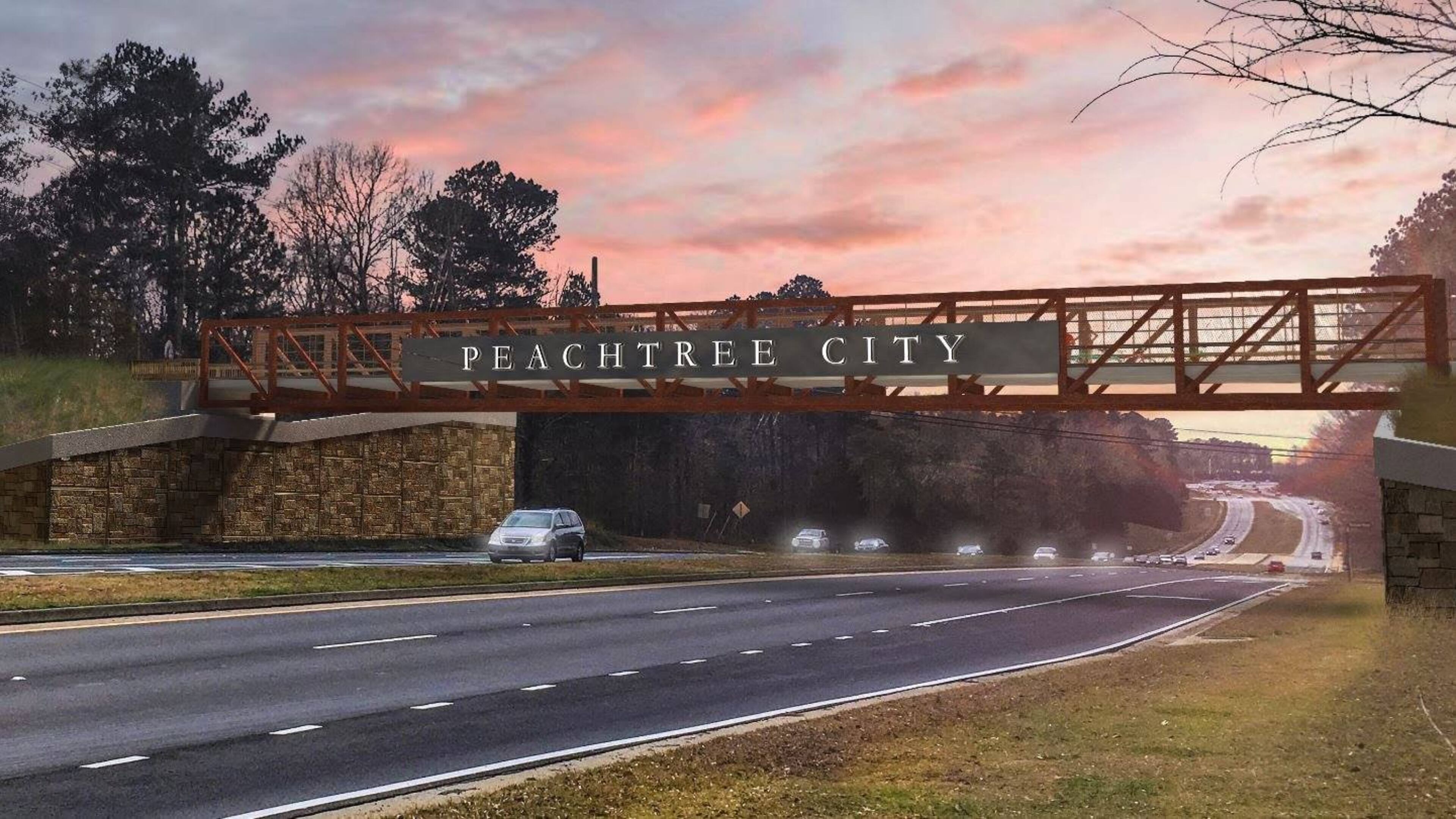 Peachtree City's Gateway Bridge for golf carts and pedestrians will connect areas on either side of Ga. 54 West. Courtesy Peachtree City