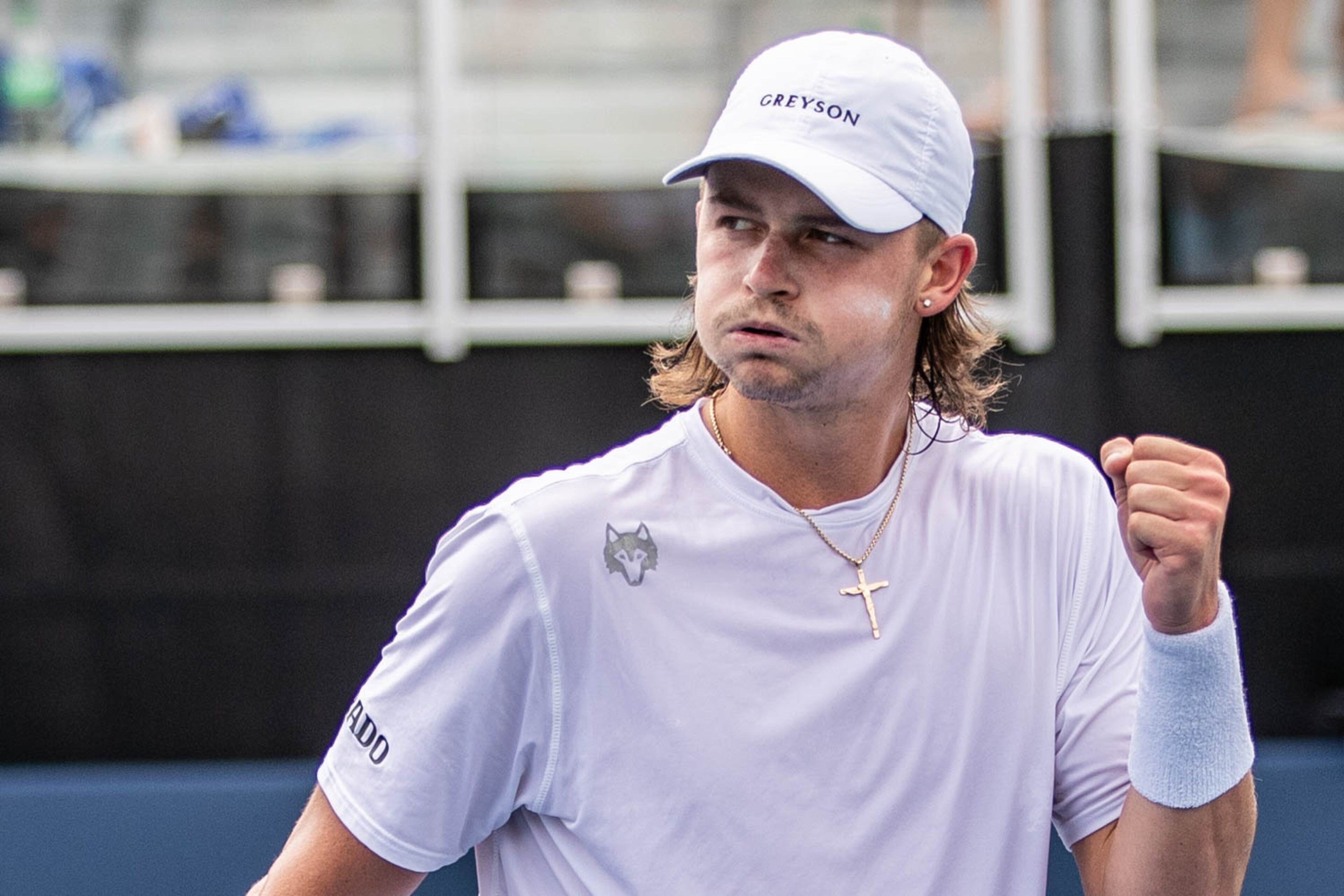 J.J. Wolf celebrates at the Atlanta Open. (Katelyn Myrick/katelyn.myrick@ajc.com)