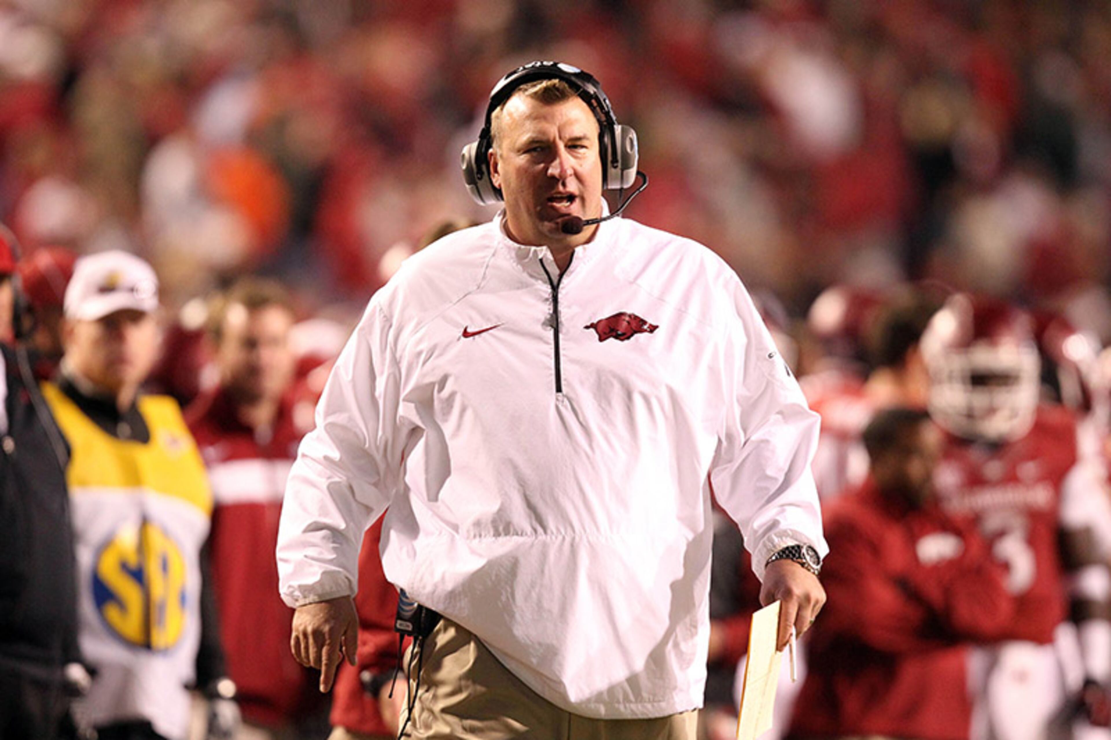 3. Bret Bielema, Arkansas: Arkansas new coach, Bret Bielema, was the 17th best-paid coach two seasons ago while at Wisconsin. The SEC coach will make $5,158,863 at Fayetteville. The Big Ten coach of the year in 2006, Bielema went 68-24 in 7 seasons with the Badgers.