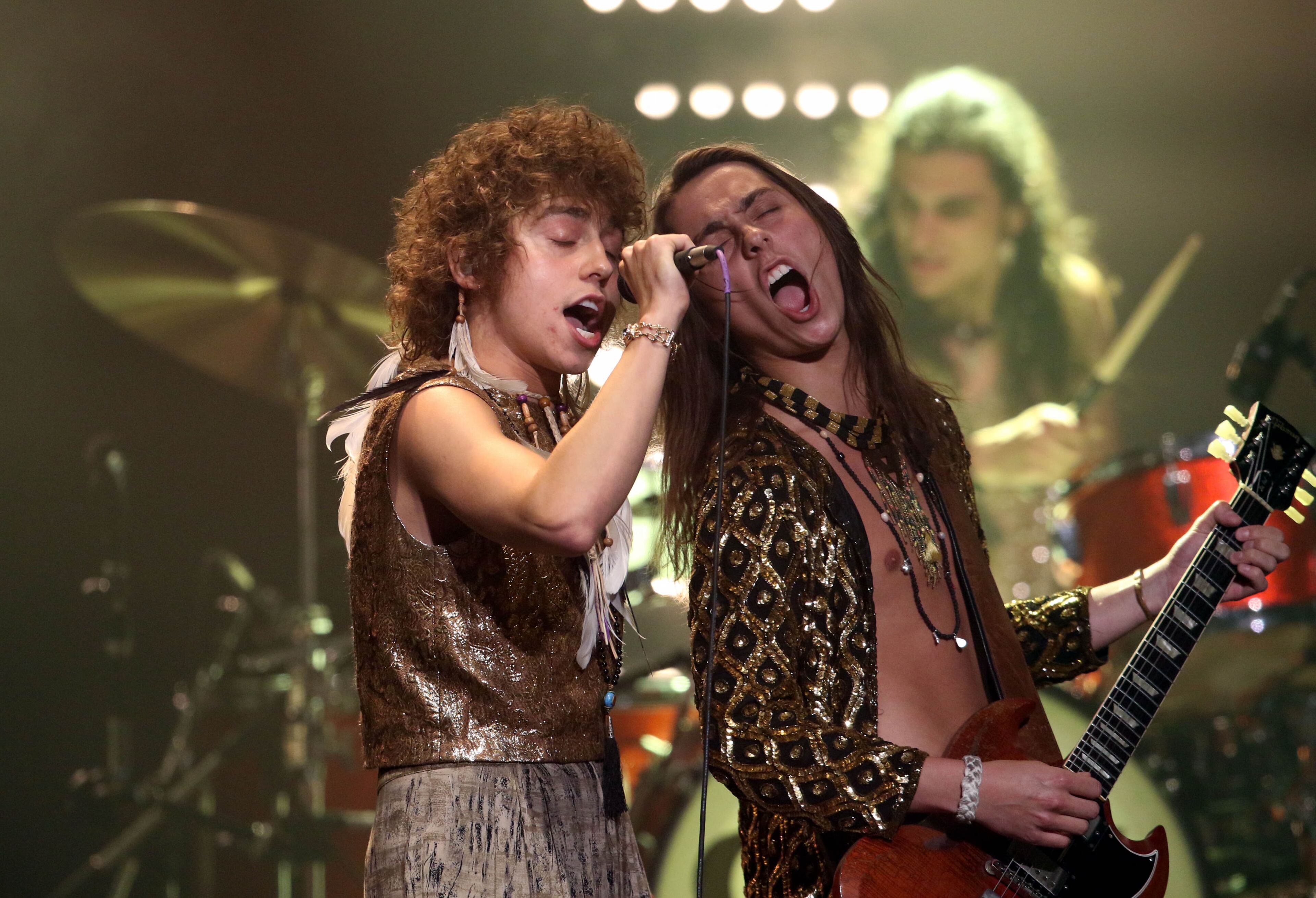 Greta Van Fleet twins Josh (left) and Jake Kiszka at the Fox Theatre on May 12, 2019. Photo: Robb Cohen Photography & Video/www.RobbsPhotos.com
