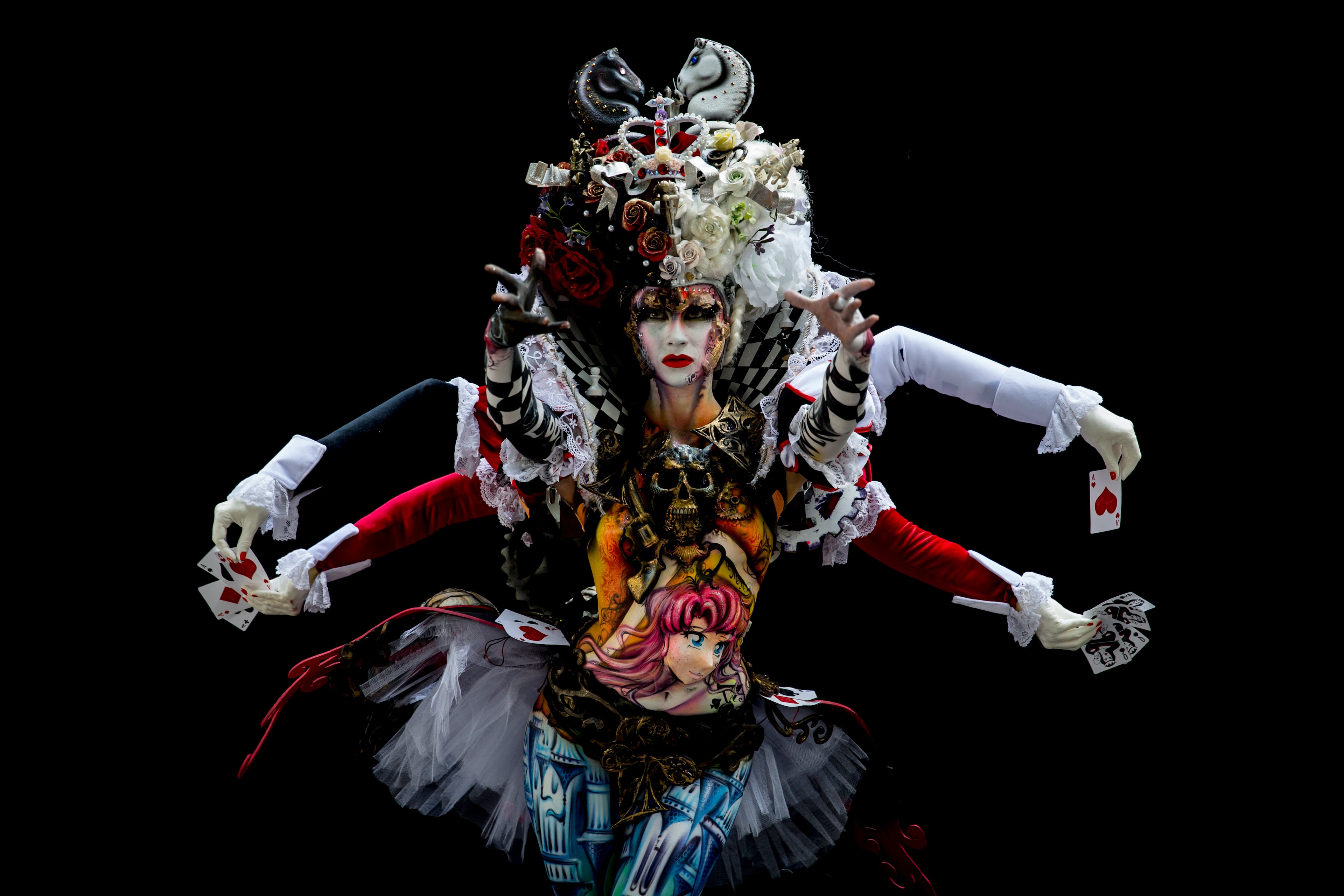 POERTSCHACH AM WOERTHERSEE, AUSTRIA - JULY 04: A model poses for a picture during the World Bodypainting Festival 2015 on July 4, 2015 in Poertschach am Woerthersee, Austria. (Photo by Jan Hetfleisch/Getty Images)