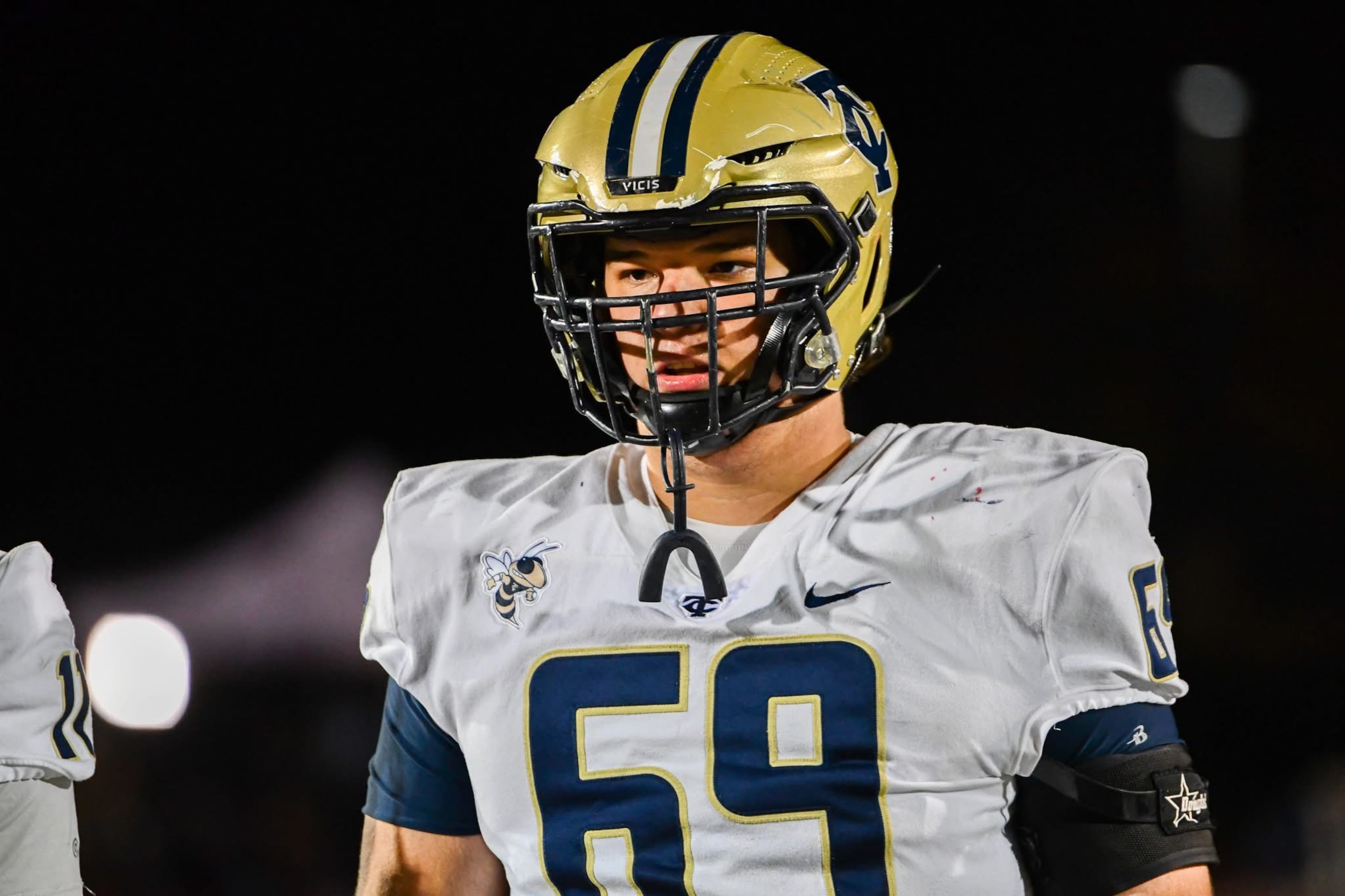 Artem Korchagin suits up on the offensive line for Thomas County Central.