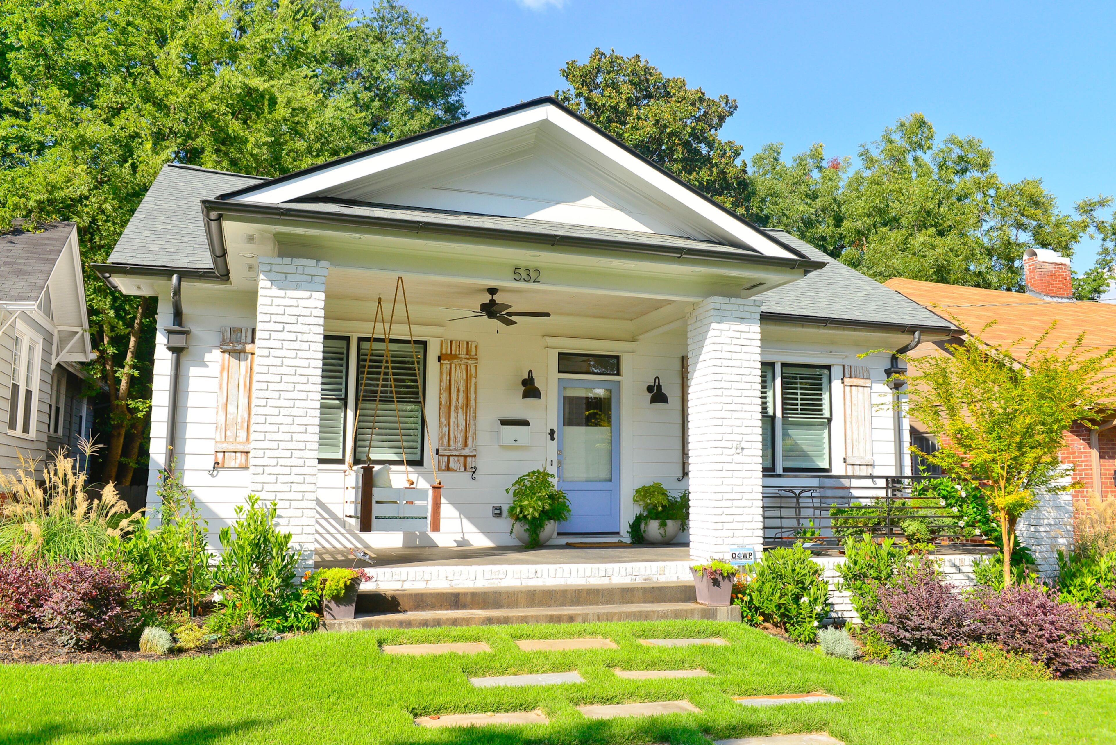 The 1920s bungalow stands in the Old Fourth Ward neighborhood of Atlanta. It has 1,852 square feet, with three bedrooms and two-and-a-half baths.