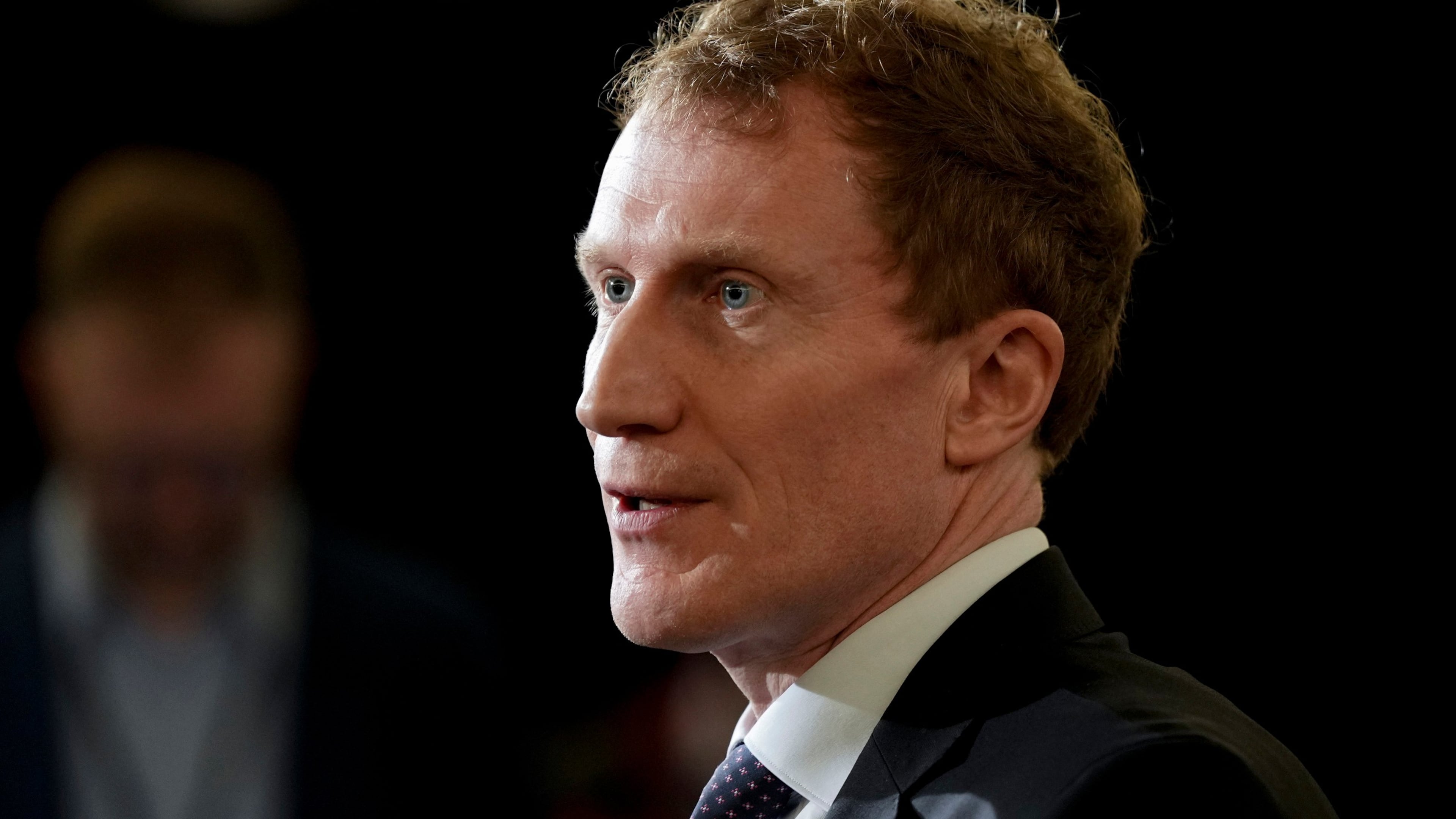 FILE - Canada's Minister of Immigration, Refugees and Citizenship Marc Miller speaks to the media during the federal cabinet retreat in Montreal, Monday, Jan. 22, 2024. (Christinne Muschi/The Canadian Press via AP,File)