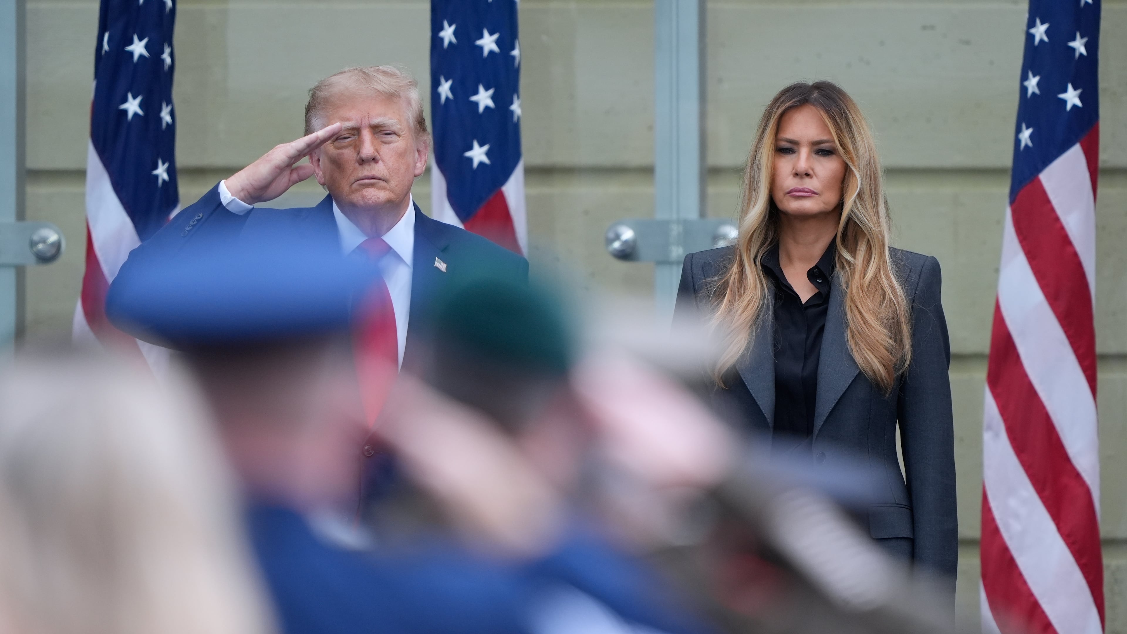 President Donald Trump and first lady Melania Trump, attend a ceremony to commemorate the 25th anniversary of the 9/11 attacks at the Pentagon, Friday, Sept. 11, 2026, in Washington. (AP Photo/Manuel Balce Ceneta) (AP Photo/Manuel Balce Ceneta)
