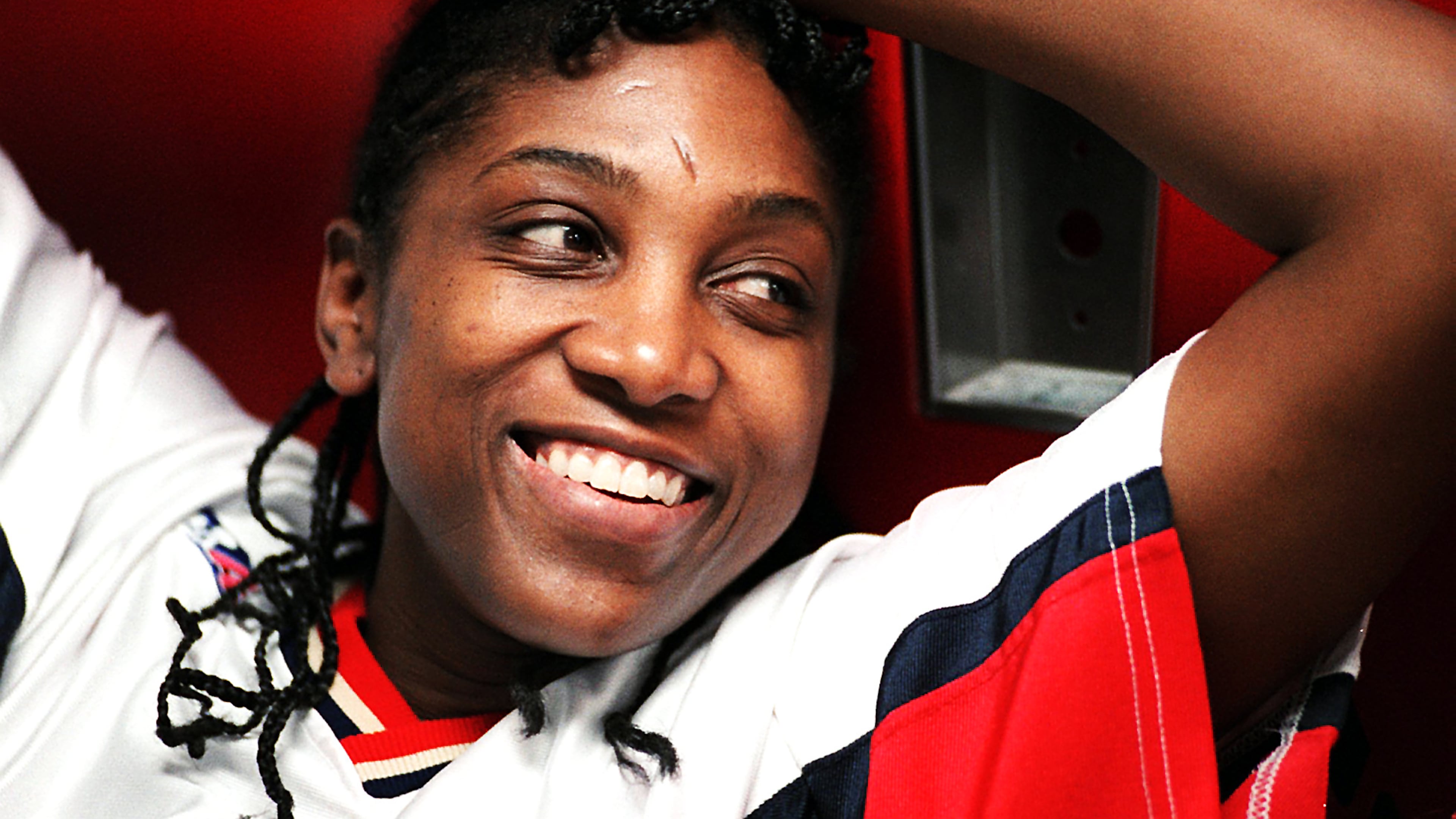 Teresa Edards in her Atlanta Glory days, relaxing in the locker room before a game against the Seattle Reign on February 13, 1997. AJC file