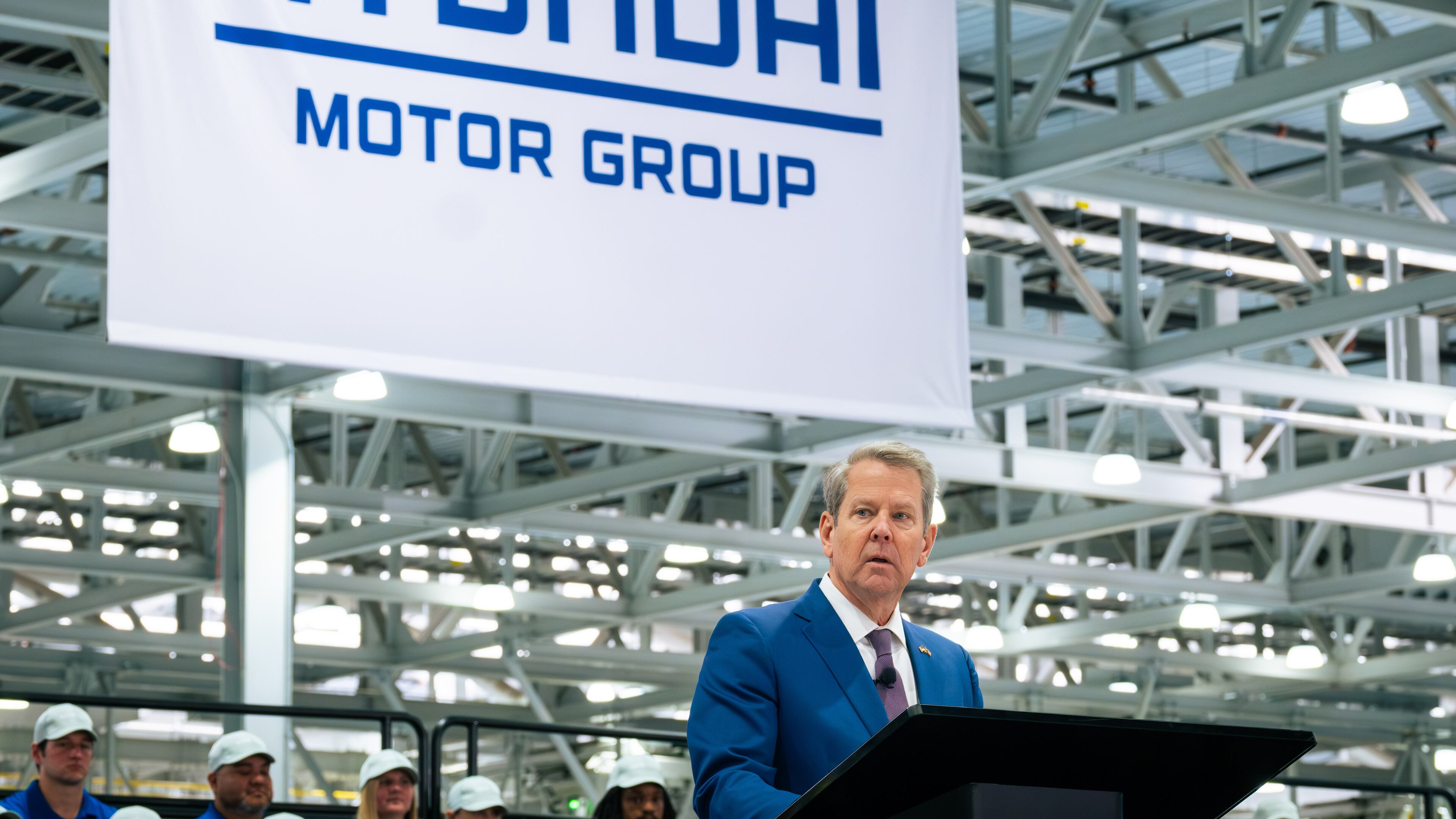 Gov. Brian Kemp spoke at the grand opening of the Hyundai Metaplant in Bryan County on March 26, 2025. (Justin Taylor/The Current)