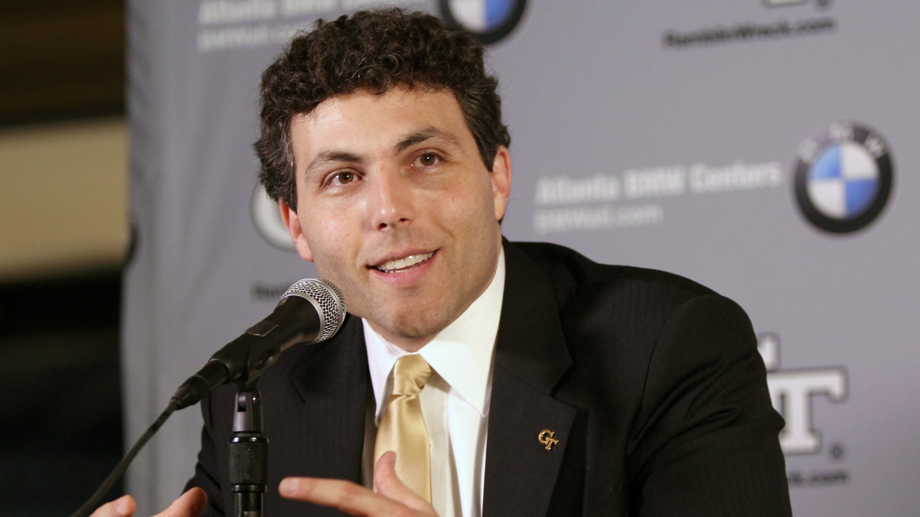Georgia Tech's newly appointed basketball head coach Josh Pastner talks at a news conference at Georgia Tech, Friday, April 8, 2016, in Atlanta. (Taylor Carpenter/Atlanta Journal-Constitution via AP) MARIETTA DAILY OUT; GWINNETT DAILY POST OUT; LOCAL TELEVISION OUT; WXIA-TV OUT; WGCL-TV OUT; MANDATORY CREDIT