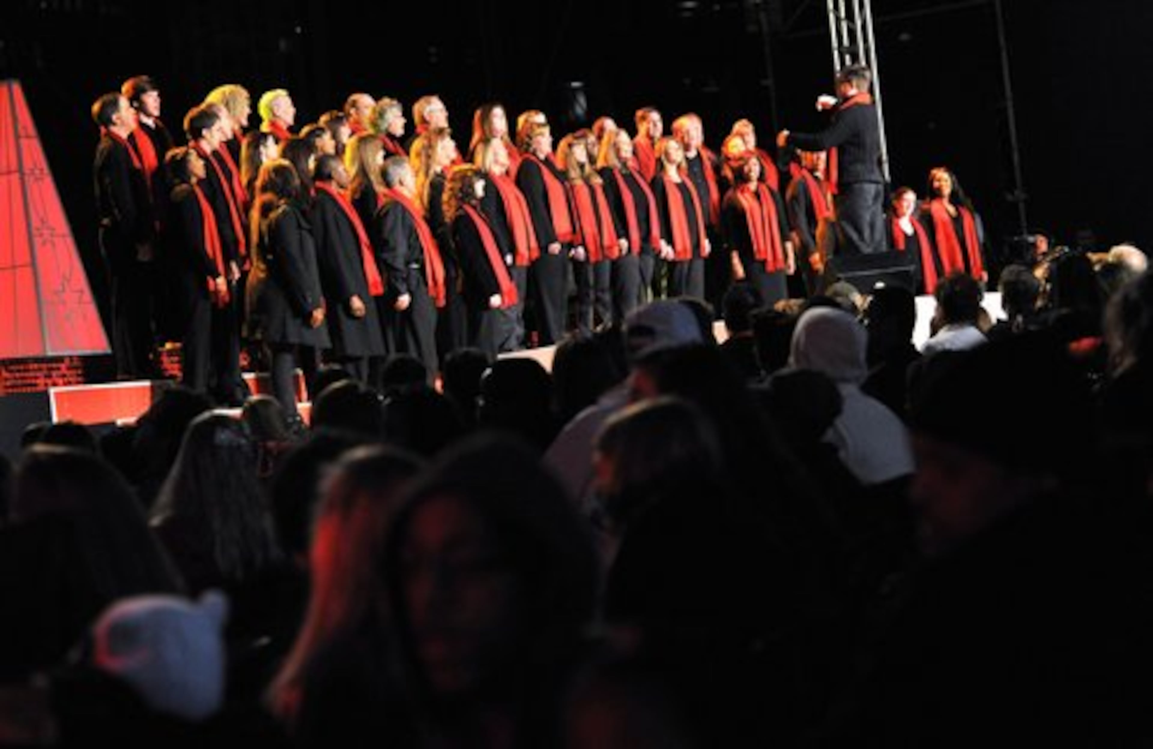 Macy's All-Star Choir members sing "Carol of the Bells" during the Macy's Great Tree Lighting Show at Lenox Square Mall on Thursday, November 24, 2011.