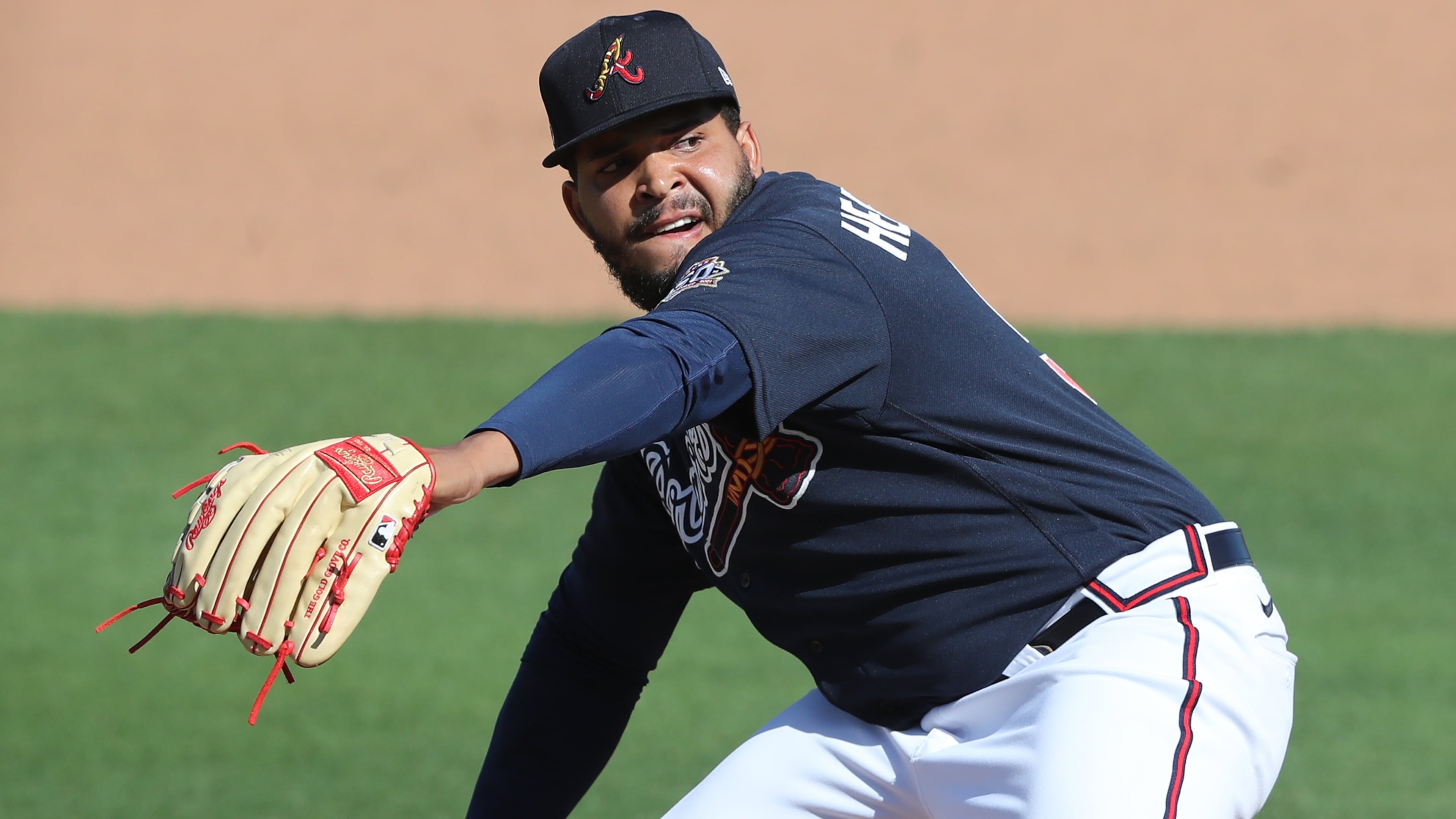 Atlanta Braves pitcher Daysbel Hernandez delivers a pitch against the Minnesota Twins during the sixth inning of a MLB spring training baseball game at CoolToday Park on Tuesday, March 2, 2021, in North Port. Curtis Compton / Curtis.Compton@ajc.com”