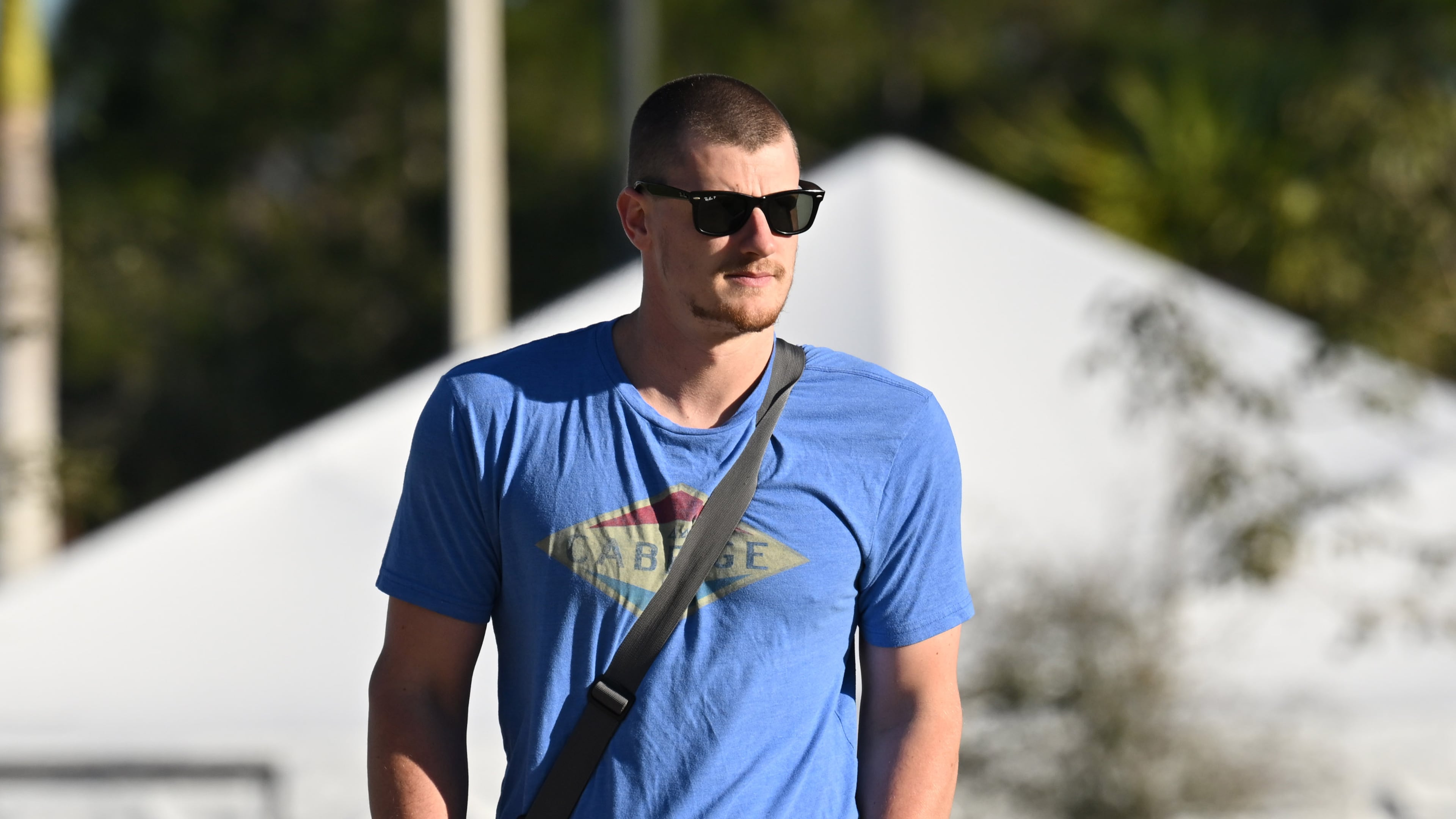 Atlanta Braves catcher Sean Murphy arrives for the first of the Braves pitchers and catchers report to spring training at CoolToday Park, Monday, Feb. 13, 2023, in North Port, Fla.. (Hyosub Shin / Hyosub.Shin@ajc.com)
