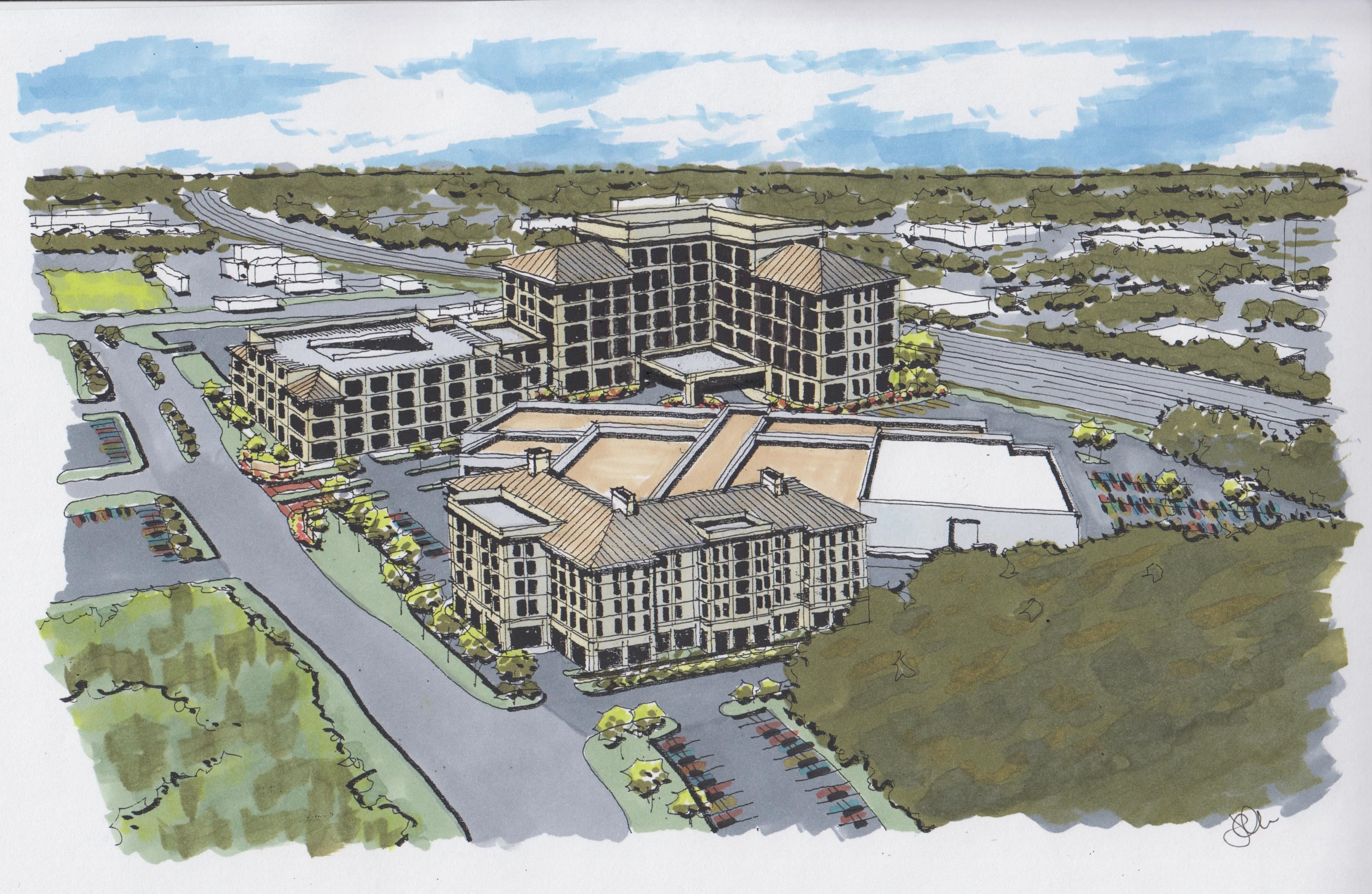 A conceptual rendering the Gwinnett Place CID commissioned to show the potential of the current Santa Fe shopping center near Gwinnett Place Mall.