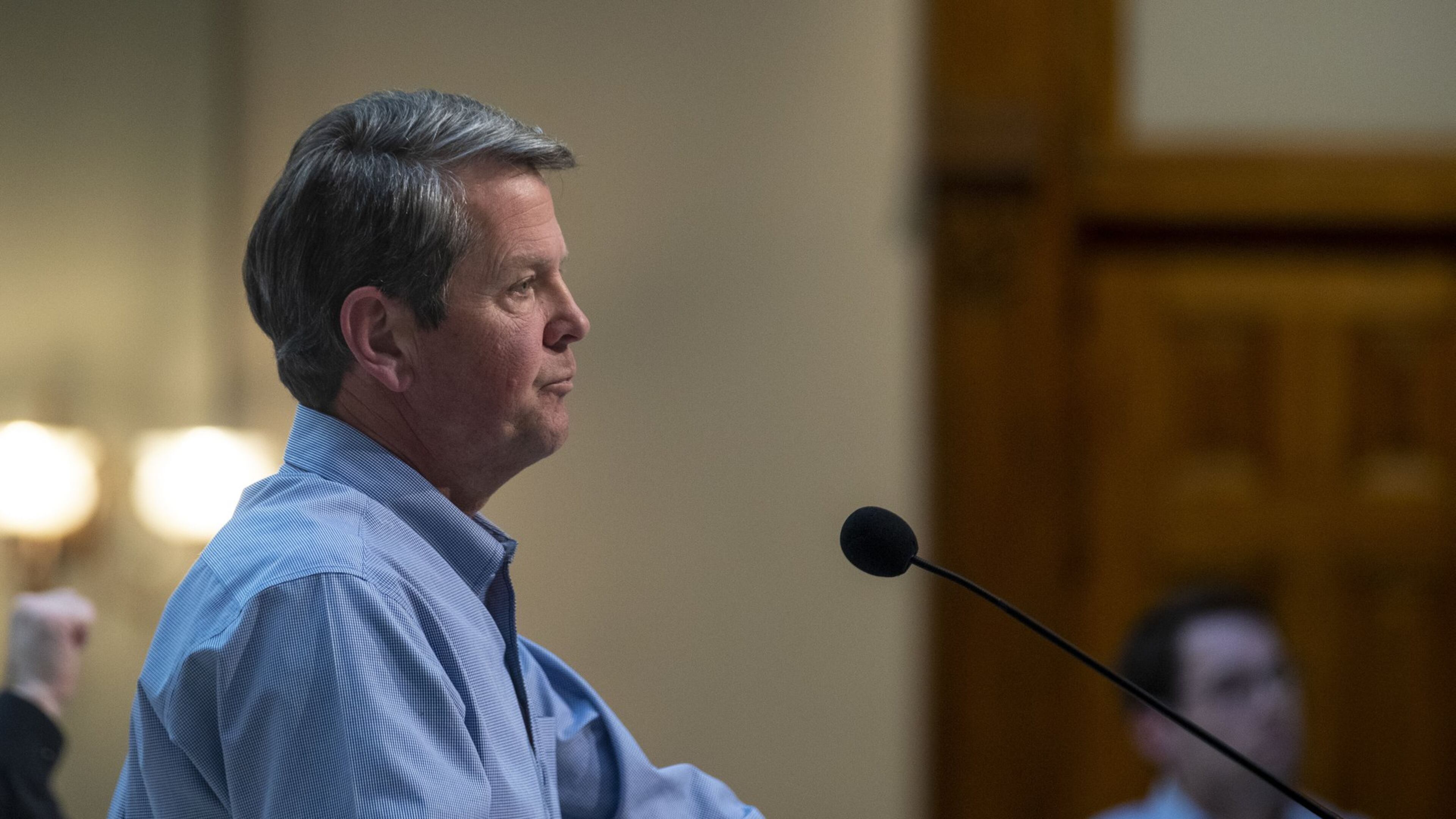 Gov. Brian Kemp during a press conference at the Georgia State Capitol, Monday, April 27, 2020. (ALYSSA POINTER / ALYSSA.POINTER@AJC.COM)