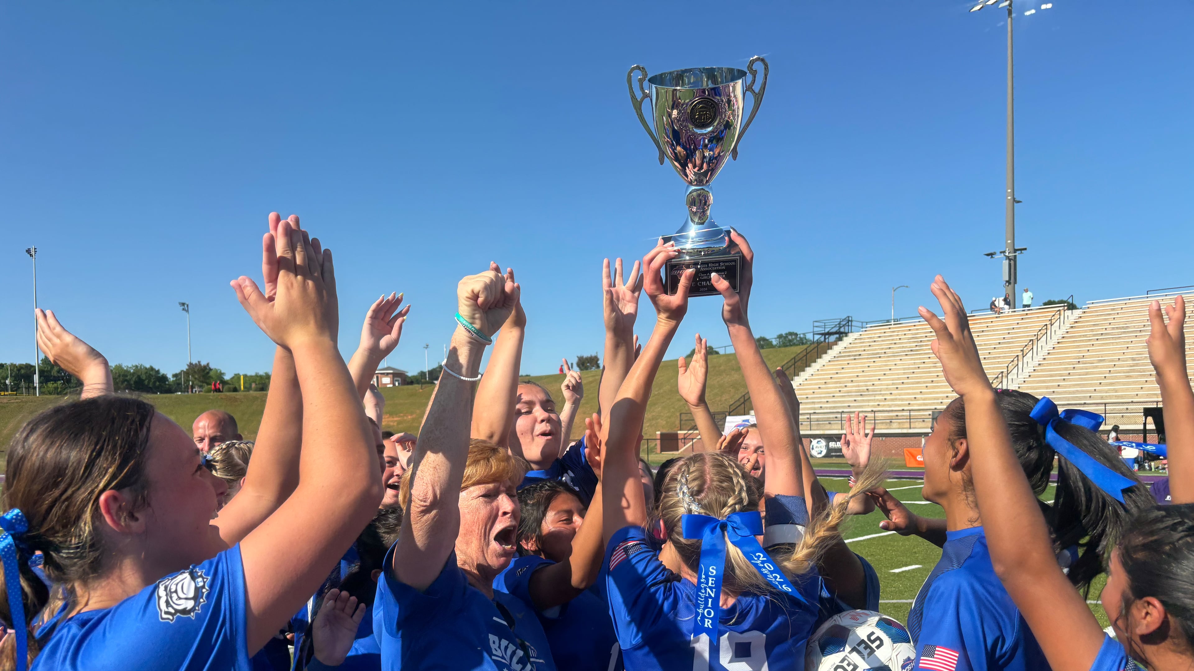 Trion's girls soccer team won its first state title, completing a 2-1 comeback win over Irwin County in the Class A Division II championship on Friday, May 15, at Matthews Field in Thomaston, Georgia. (Jack Leo/AJC)