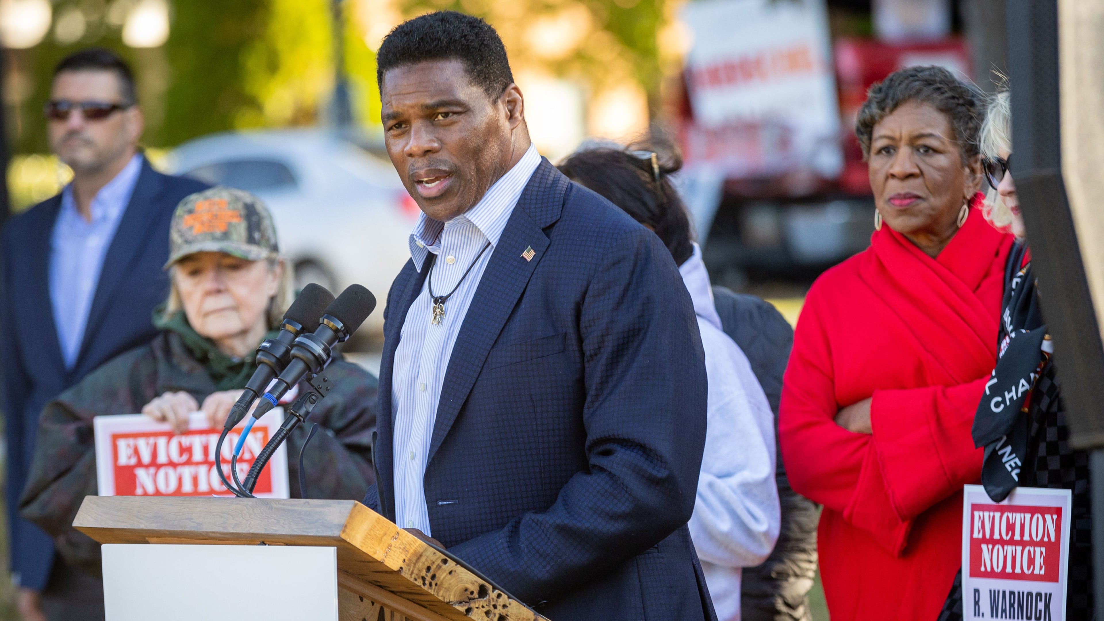 Republican candidate for Senate Herschel Walker remained tight-lipped Tuesday after a woman accusing him of paying for her abortion appeared on “Good Morning America.” (Steve Schaefer/Atlanta Journal-Constitution/TNS)
