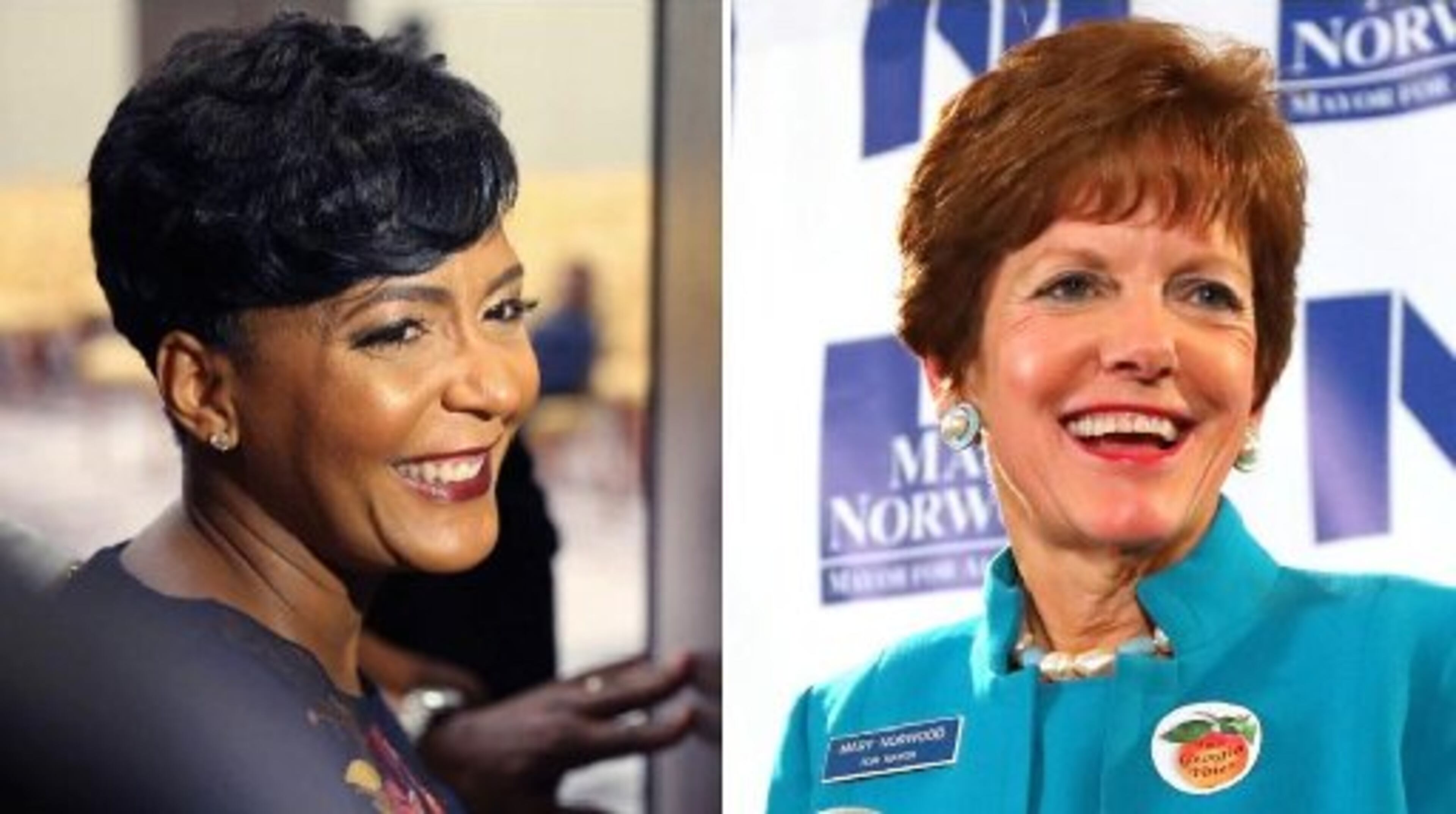 Mayoral candidates Keisha Lance Bottoms, left, and Mary Norwood will face off in the Dec. 5 runoff.