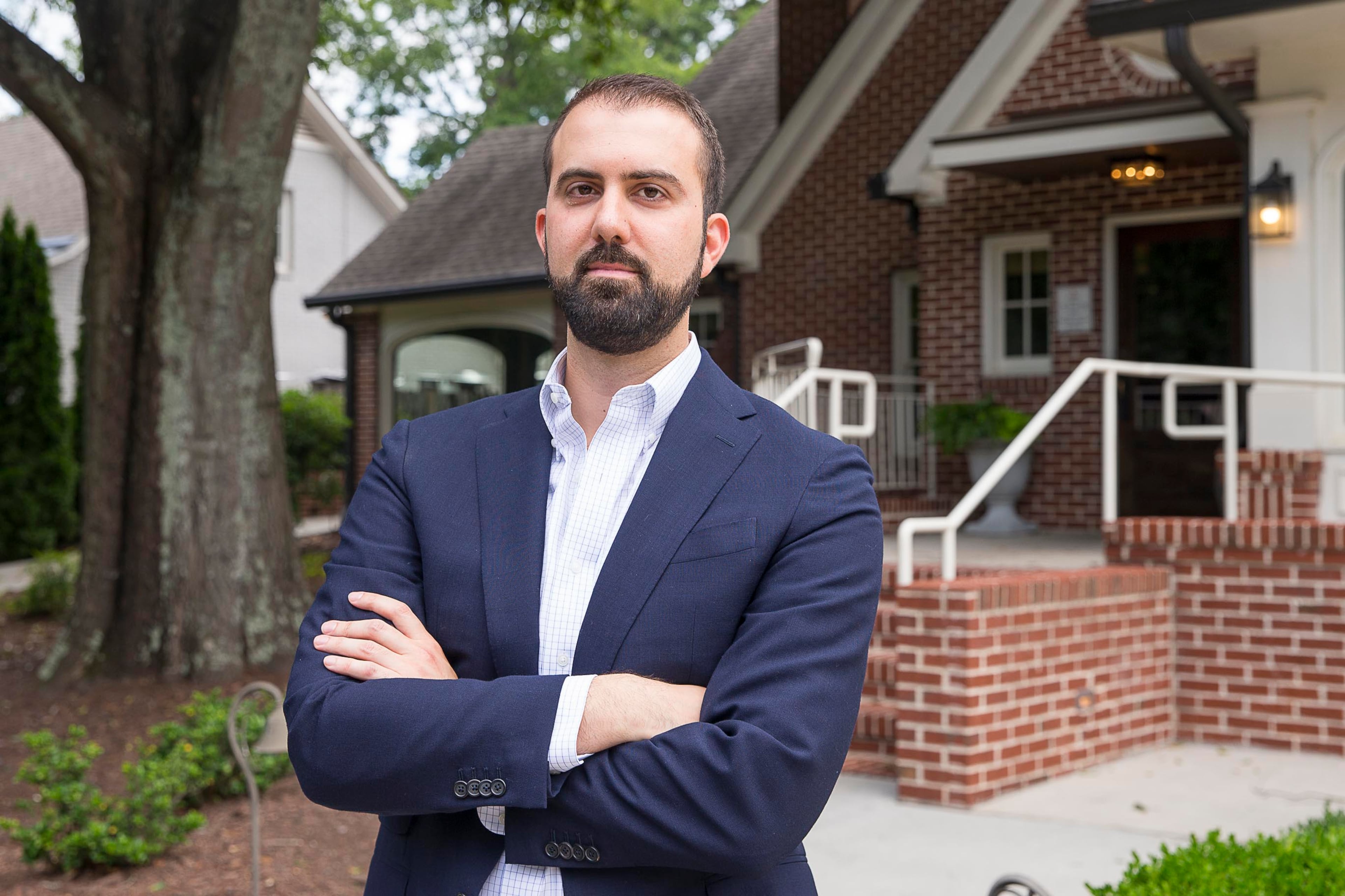 Restaurant owner Ryan Pernice stands for a portrait in front of Osteria Mattone in downtown Roswell, Wednesday, June 19, 2019. (Alyssa Pointer/alyssa.pointer@ajc.com)