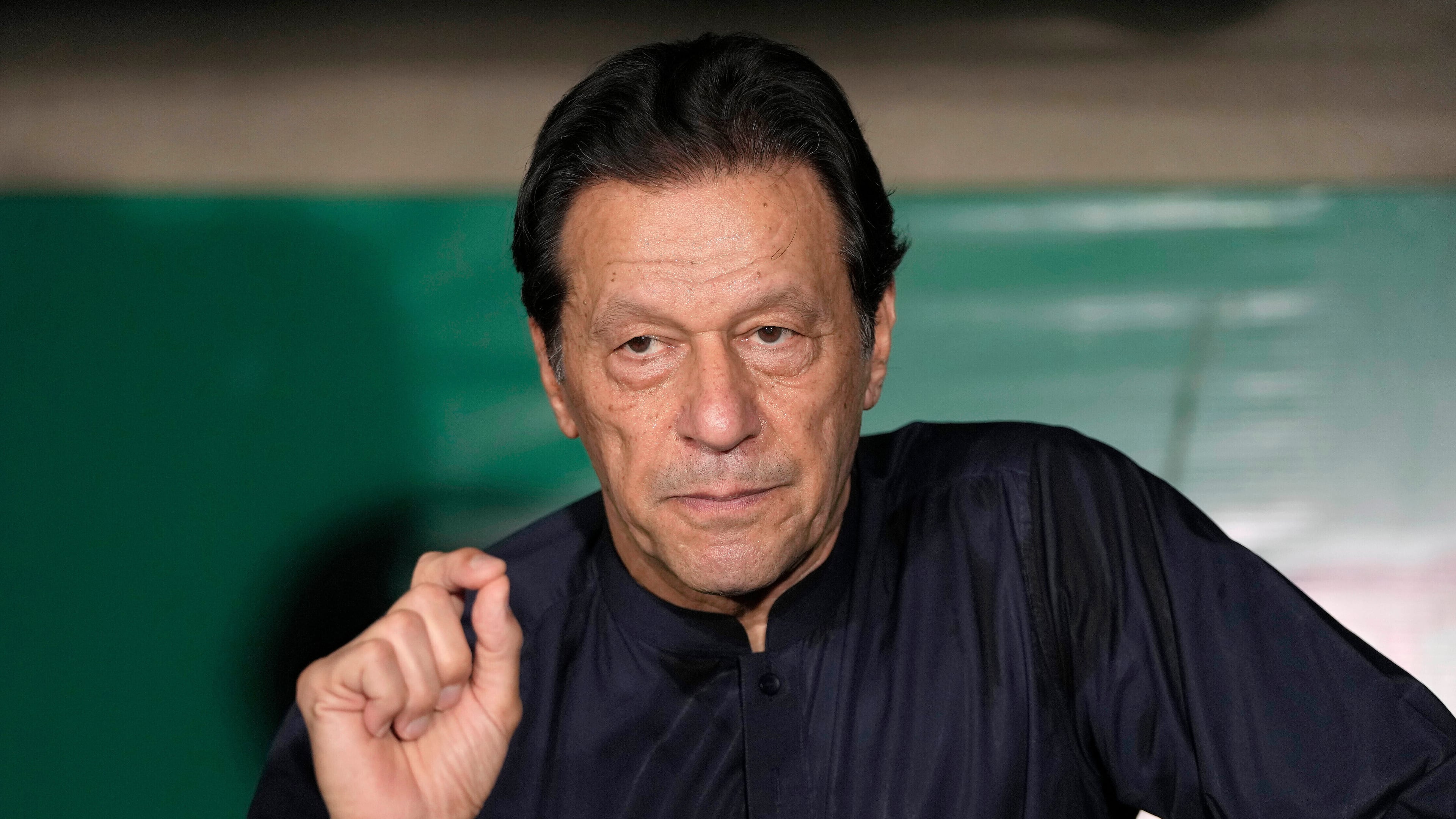 FILE - Pakistan's former Prime Minister Imran Khan gives a press conference at his home, in Lahore, Pakistan, on May 18, 2023. (AP Photo/K.M. Chaudary, File)