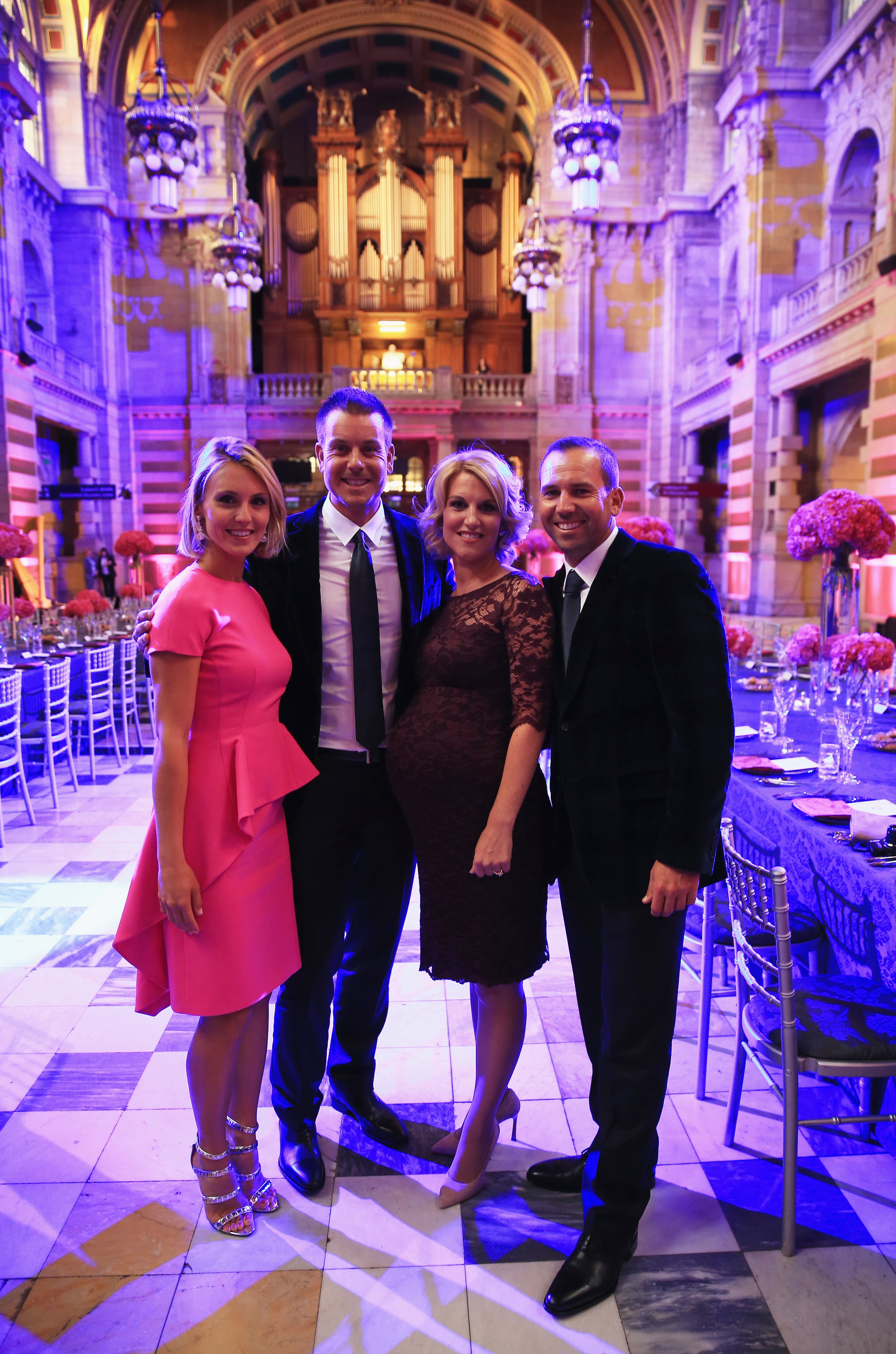 Sergio Garcia (right) of Europe and partner, Katharina Boehm (left) pose with Henrik Stenson of Europe and wife, Emma Stenson, during the 2014 Ryder Cup Gala Dinner at Kelvingrove Art Gallery and Museum on Sept. 24, 2014, in Glasgow, Scotland.
