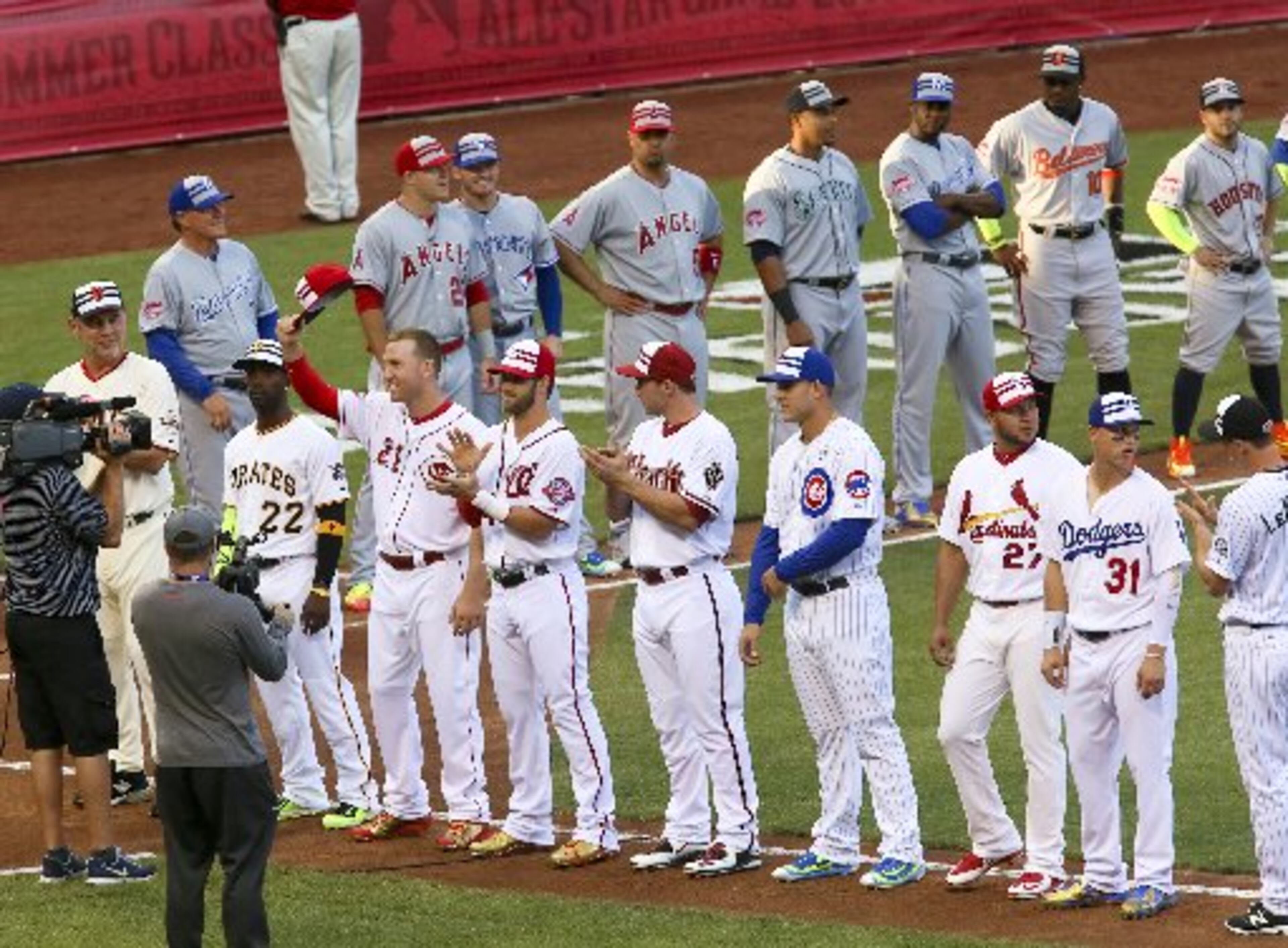 Cincinnati Reds third baseman Todd Frazier is introduced before the start of the All-Star game held at Great American Ballpark, Tuesday, July 14, 2015. GREG LYNCH / STAFF