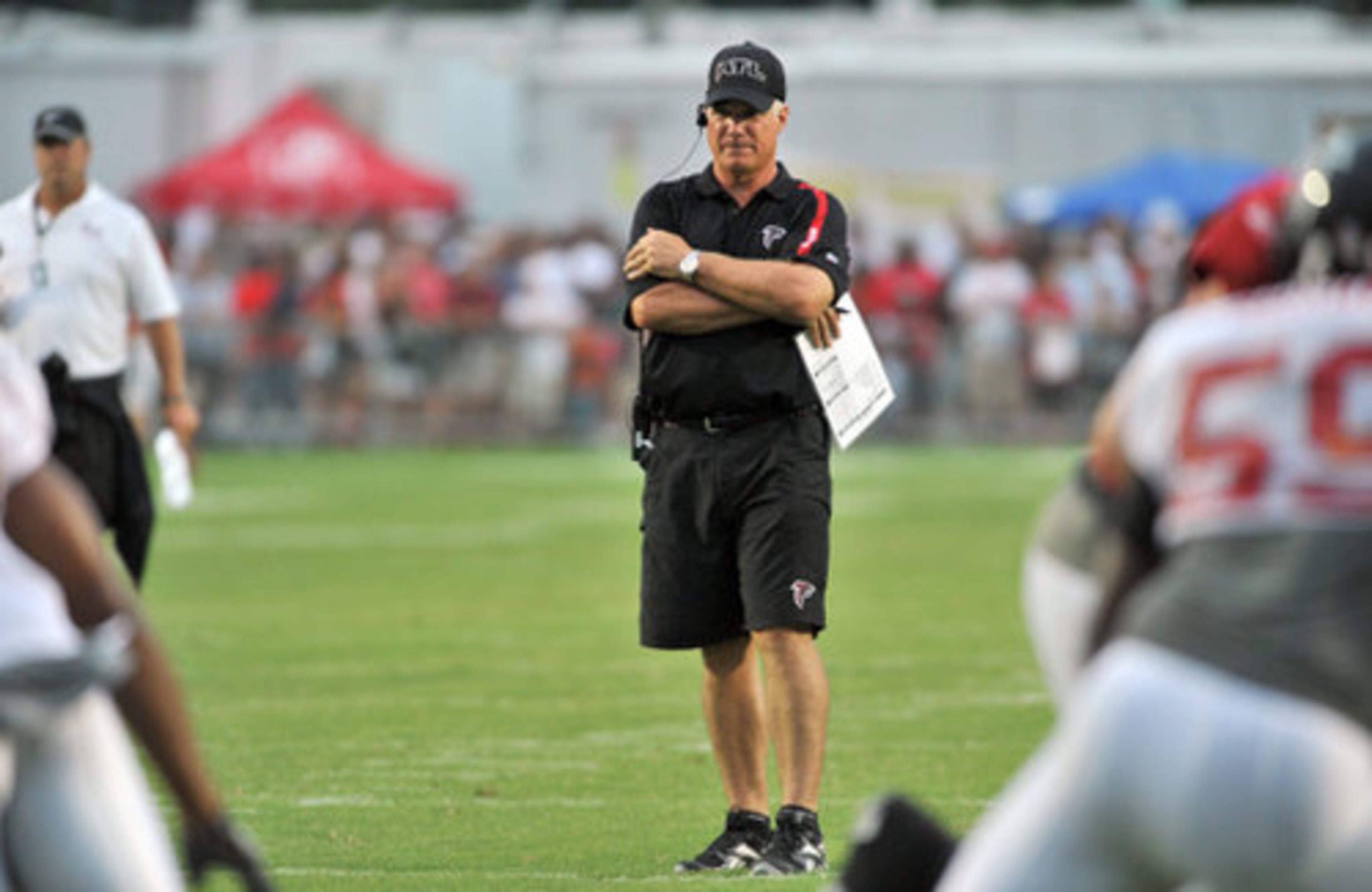 Atlanta Falcons head coach Mike Smith during the Friday Night Lights at North Gwinnett High School in Suwanee.