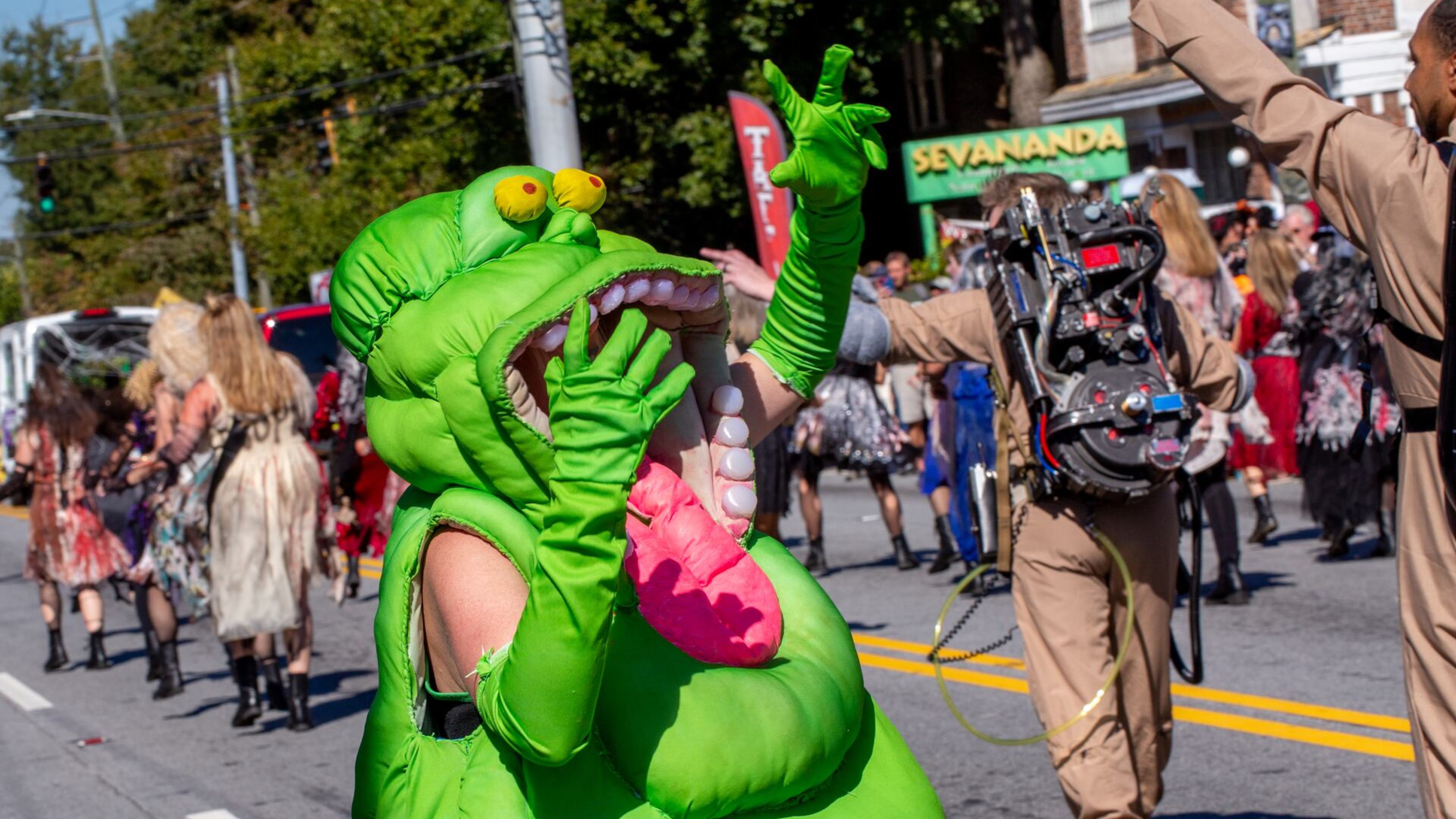 The Little Five Points Halloween Festival and Parade will be held on Saturday, Oct. 17, and Sunday, Oct. 18. The fun includes a colorful march down Moreland Avenue. (Jenni Girtman for the AJC)