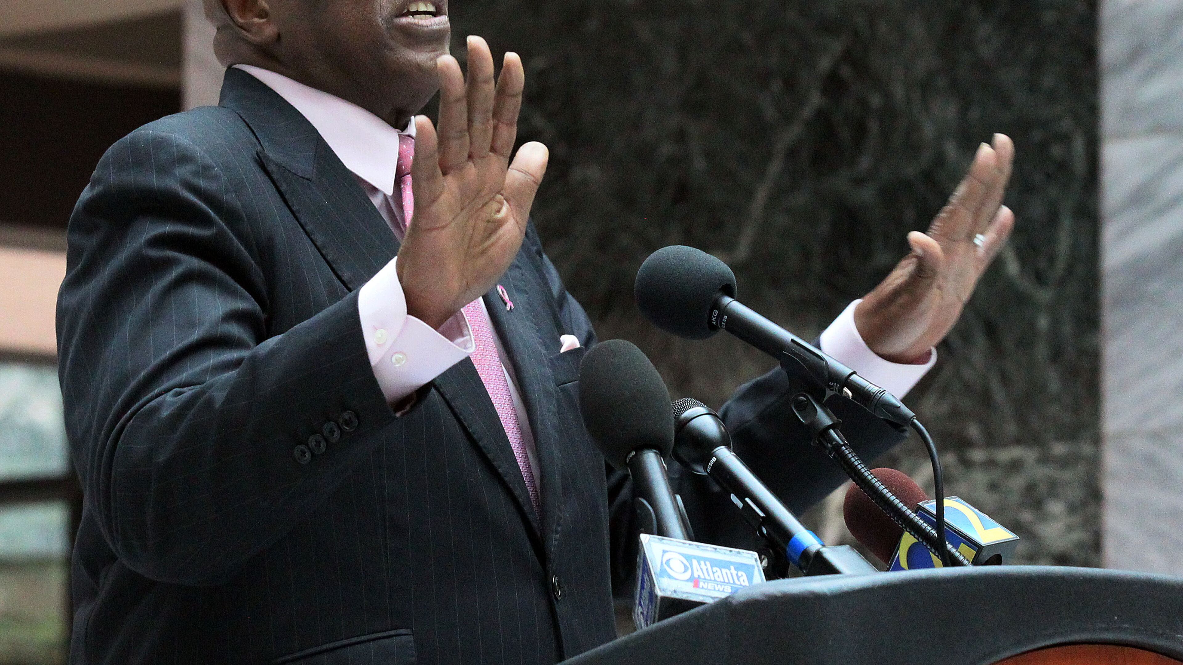 Reverend Gerald Durley delivered the Invocation during a "Congratulatory & Send-Off Celebration" of Presidential Medal of Freedom recipient to be Reverend C.T. Vivian in the atrium of Atlanta City Hall on Saturday October 19th, 2013.