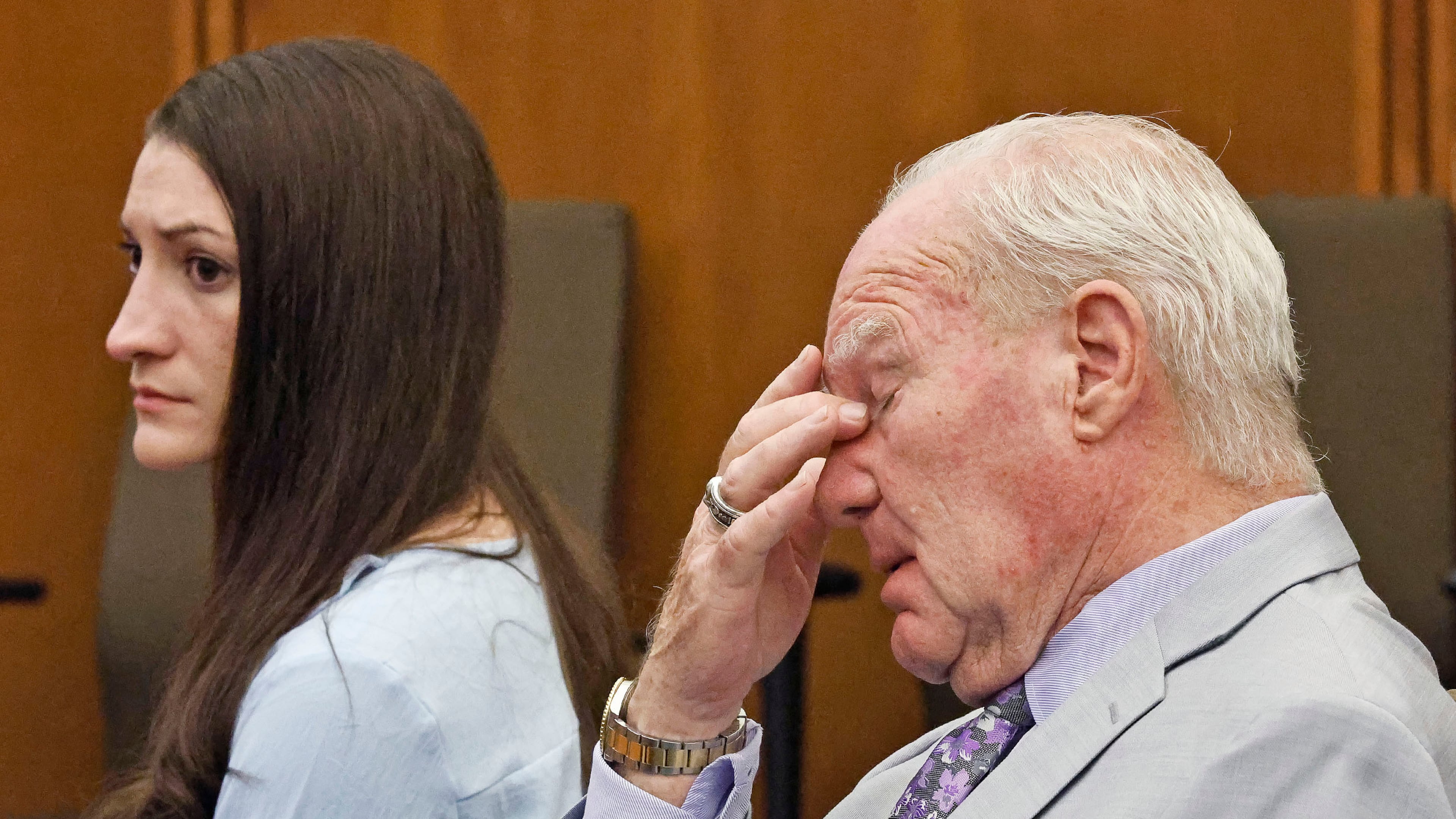 Lindsay Clancy and attorney Kevin Reddington watch as Judge William Sullivan tells the jury to keep discussing a possible verdict after jurors said for a second time they couldn't agree whether Lindsay Clancy was criminally responsible for killing her three children in 2023, Wednesday, Sept. 2, 2026, in Plymouth, Mass. (Greg Derr/The Patriot Ledger)