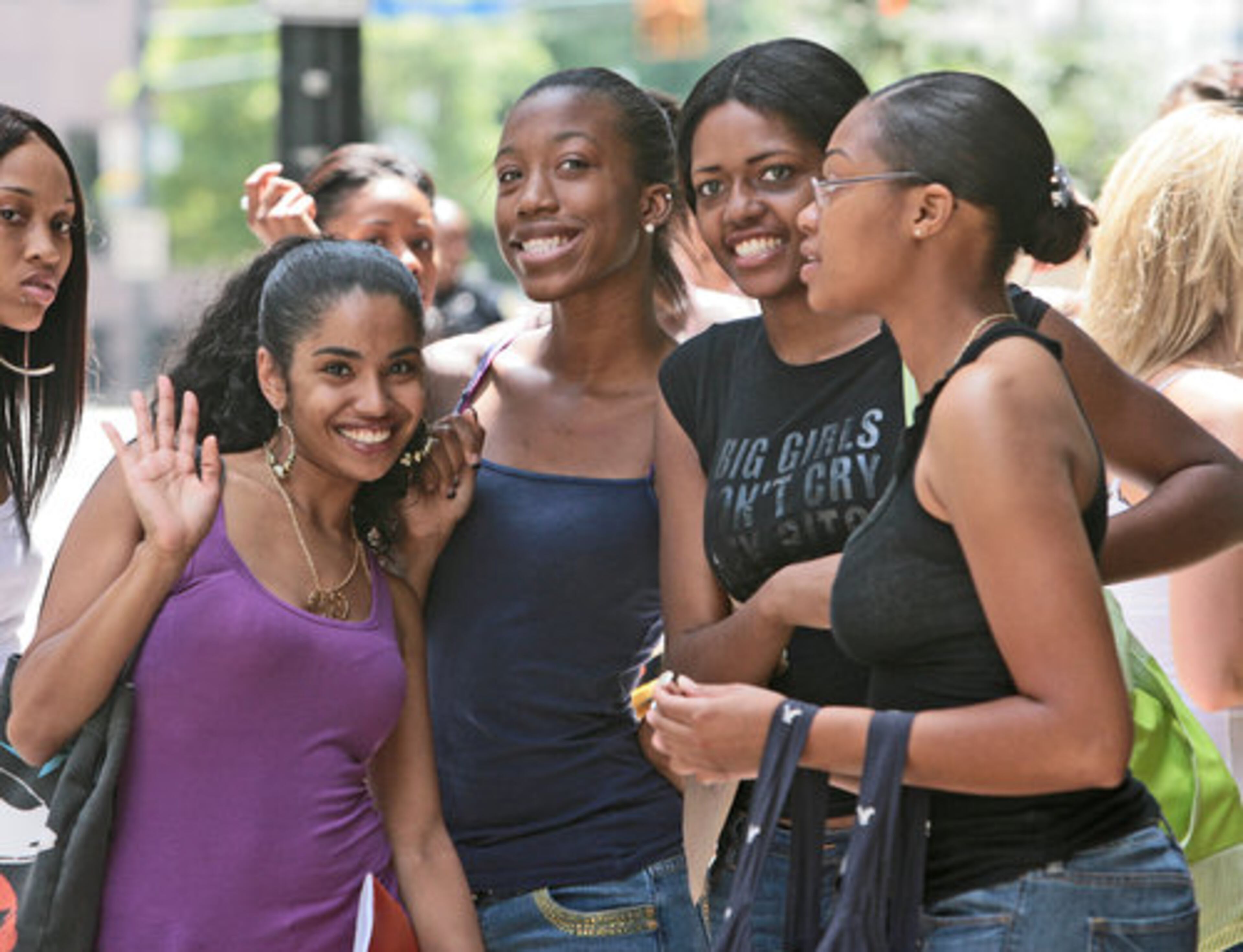 Fallon Guess of Union City, Natasha Cook of Marietta, Melissa Grant of Gwinnett and Tempestt Edwards of Douglasville wait for their turn.