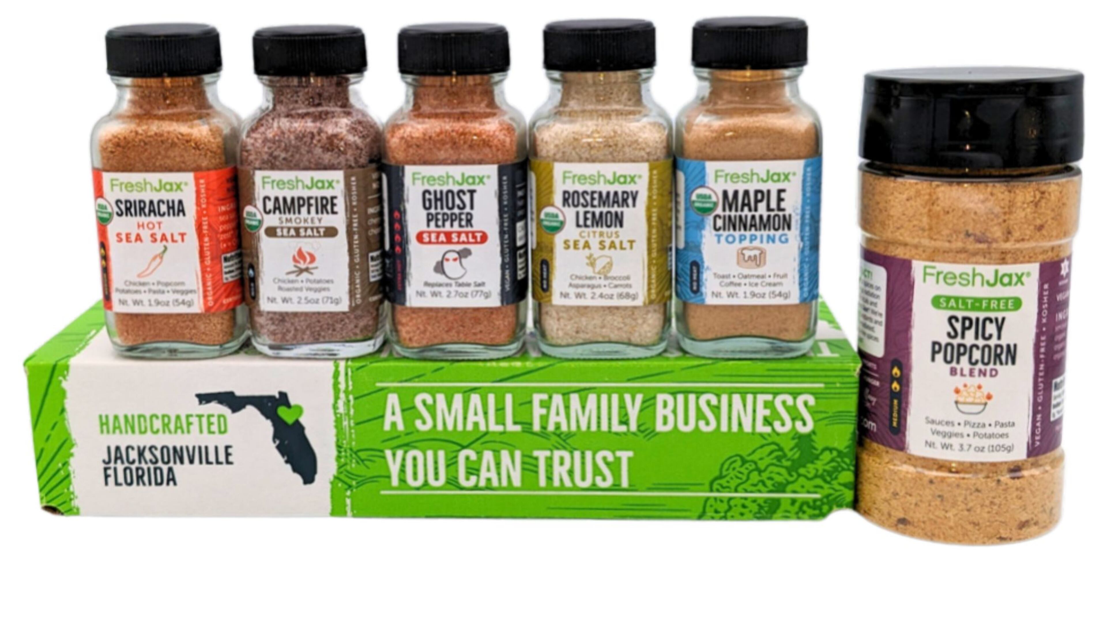 Popcorn seasonings from FreshJax. Courtesy of freshjax.com