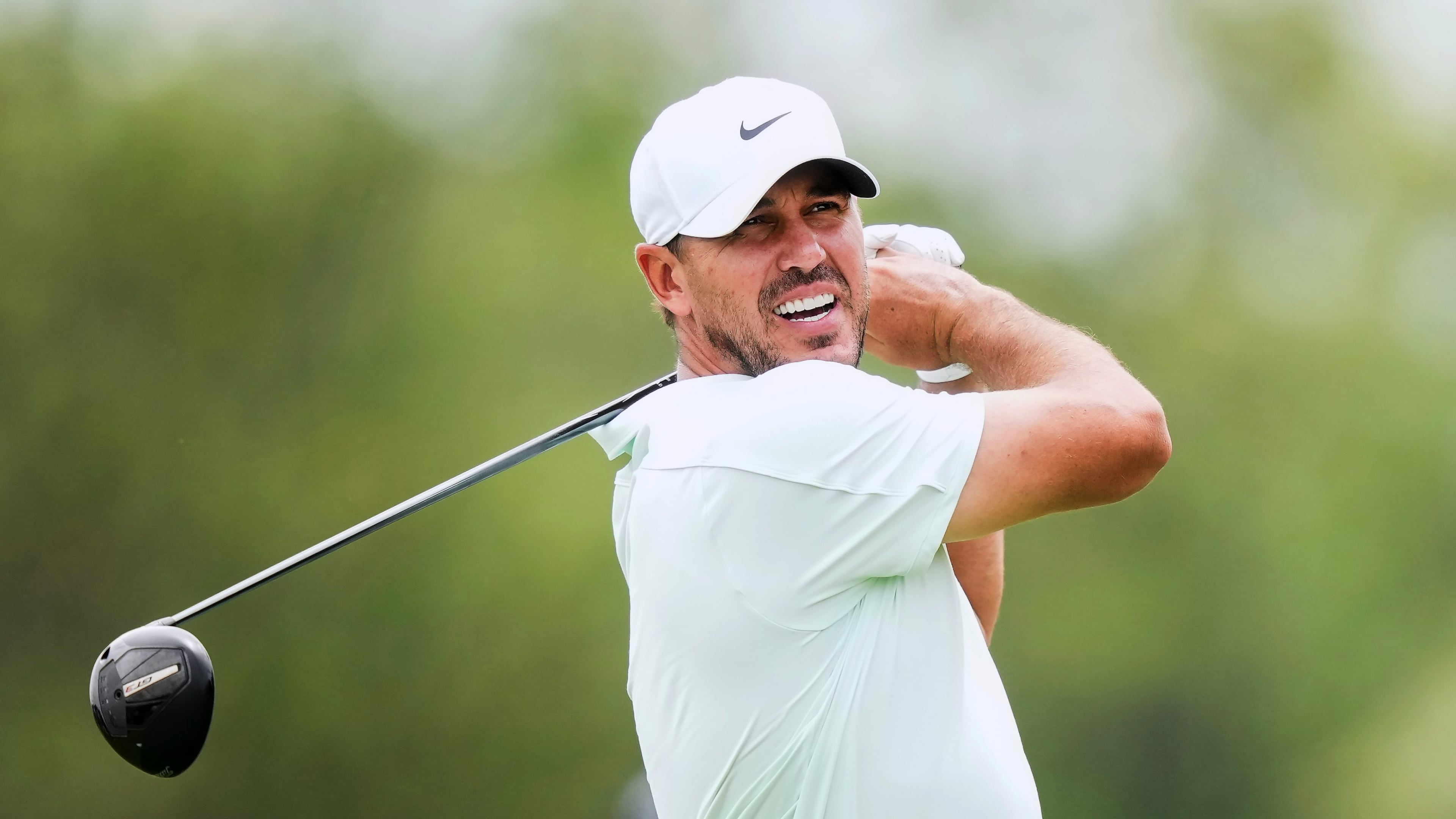 American Brooks Koepka hits his tee shot on the second hole during the Canadian Open in Caledon, Ontario, Thursday, June 11, 2026. (Nathan Denette/The Canadian Press via AP)