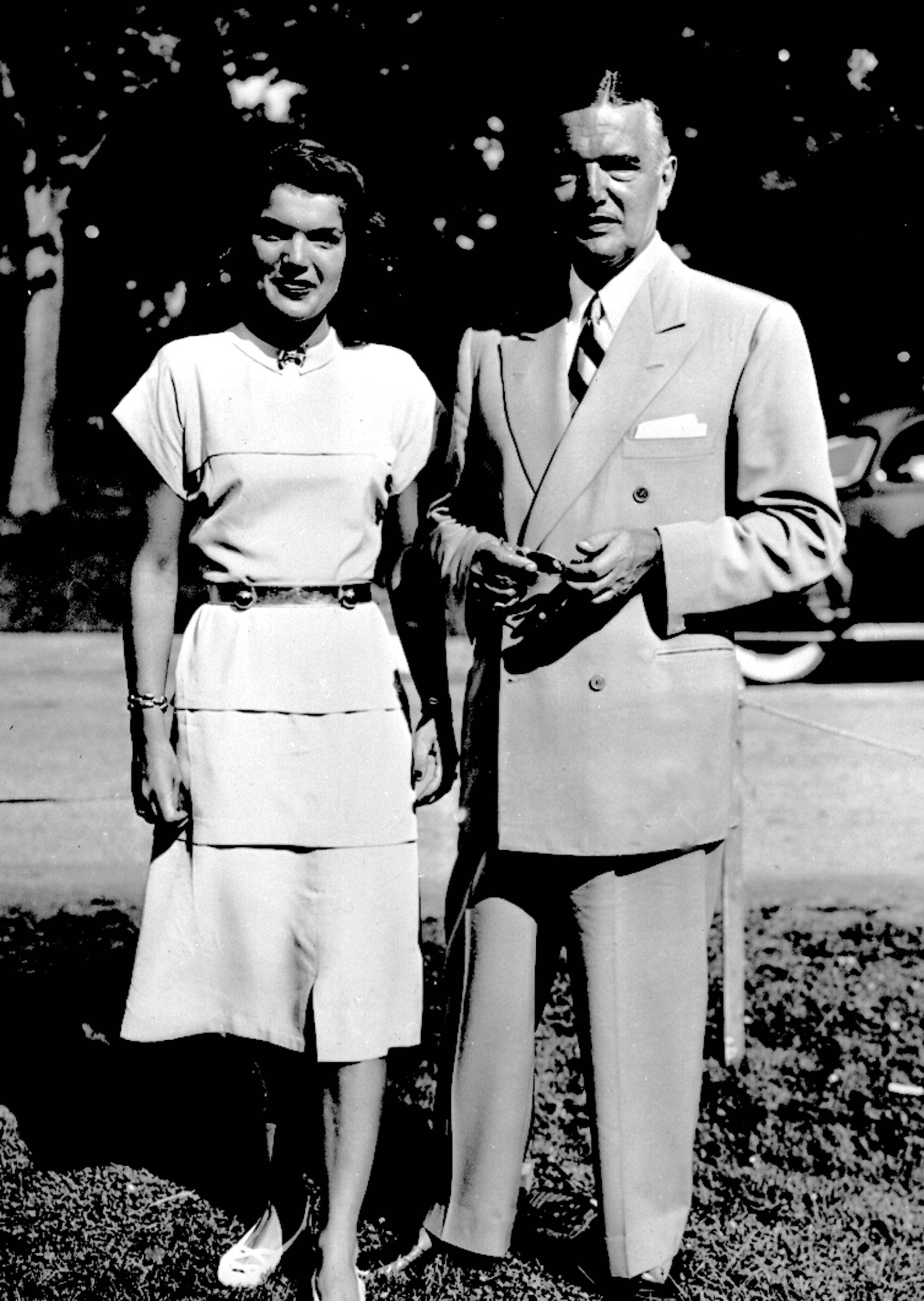 Jacqueline Lee Bouvier poses with her father, John N. Bouvier, at Easthampton, Long Island, N.Y., a few days before her 18th birthday. Cod. (AP Photo)
