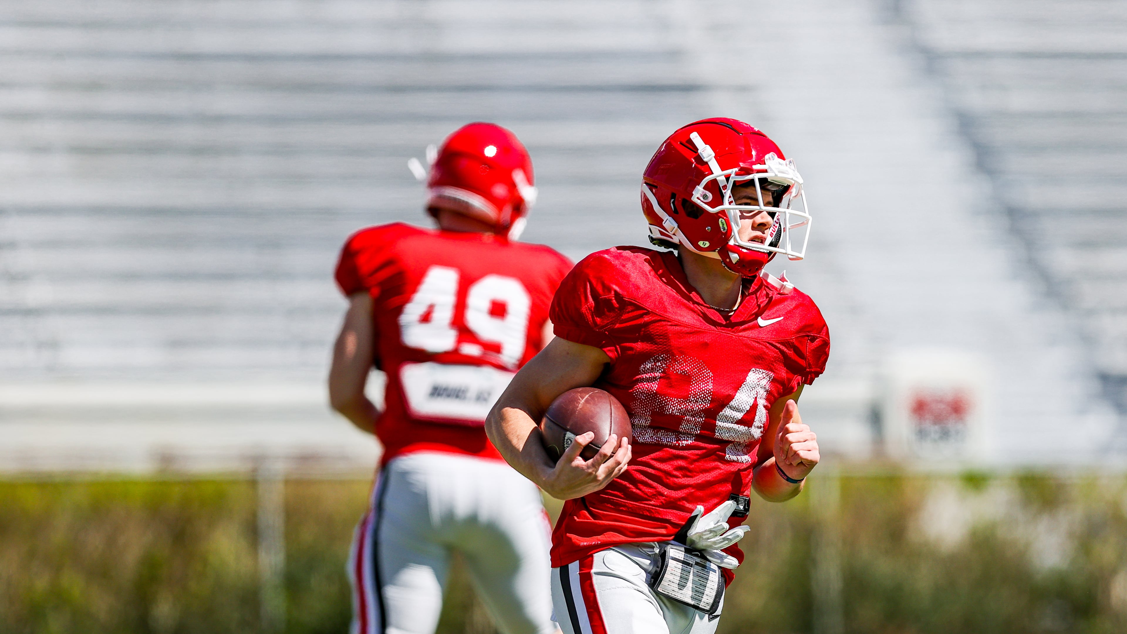 Photos from Georgia’s practice session on Dooley Field at Sanford Stadium in Athens, Ga., on Saturday, April 2, 2022. (Photo by Tony Walsh)